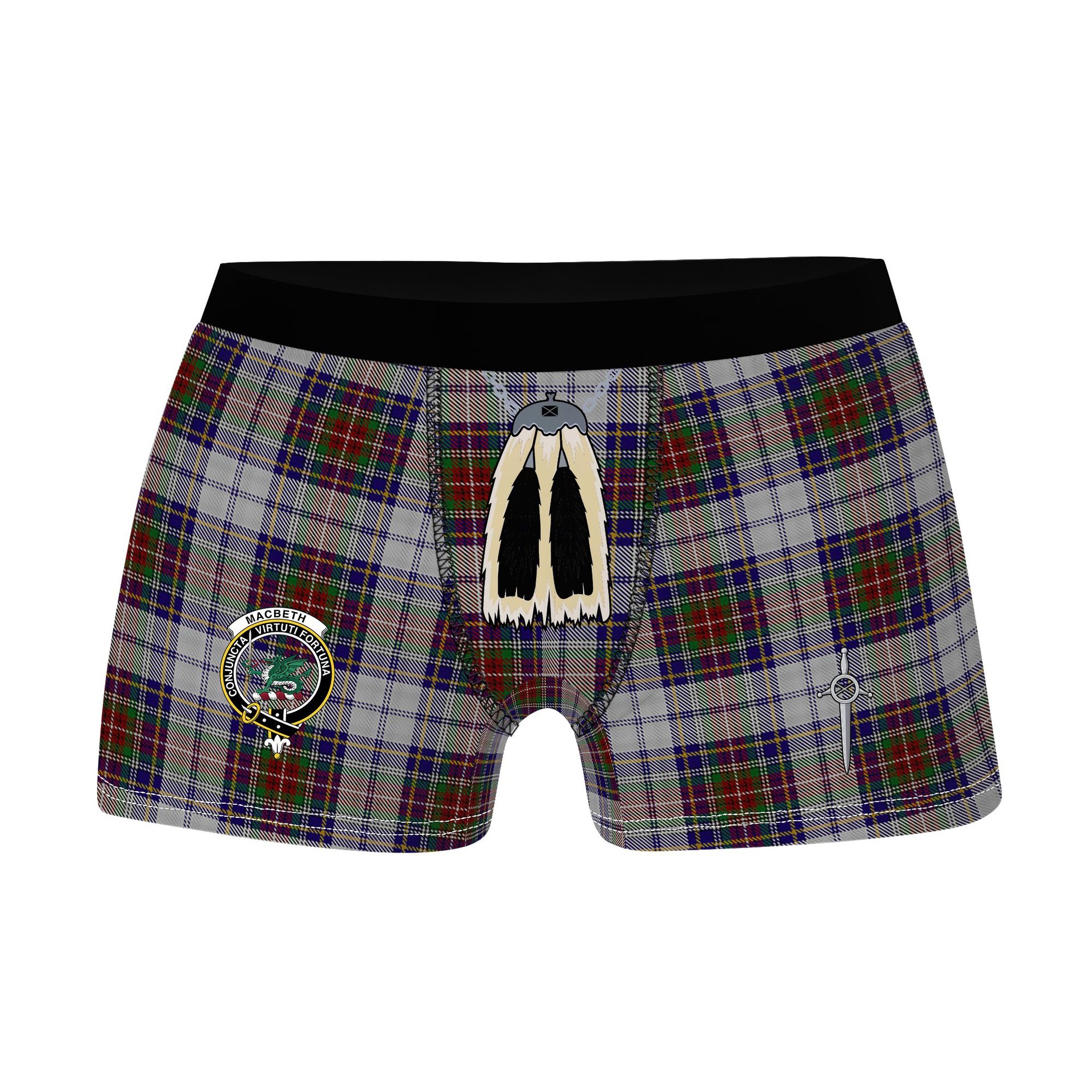 ScotsTee Shop Scottish MacBeth Dress Clan Crest Highland Kilt Sporran Tartan Boxer Briefs