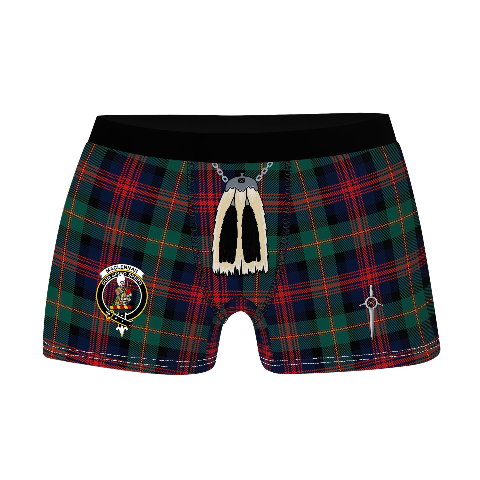 ScotsTee Shop Scottish MacLennan Modern Clan Crest Highland Kilt Sporran Tartan Boxer Briefs