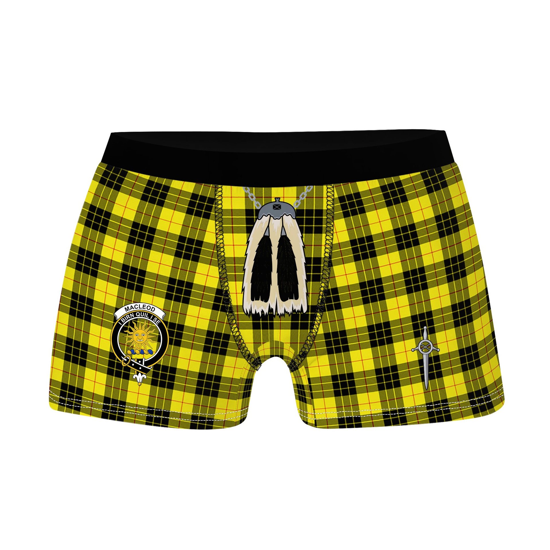 ScotsTee Shop Scottish MacLeod of Lewis Modern Clan Crest Highland Kilt Sporran Tartan Boxer Briefs