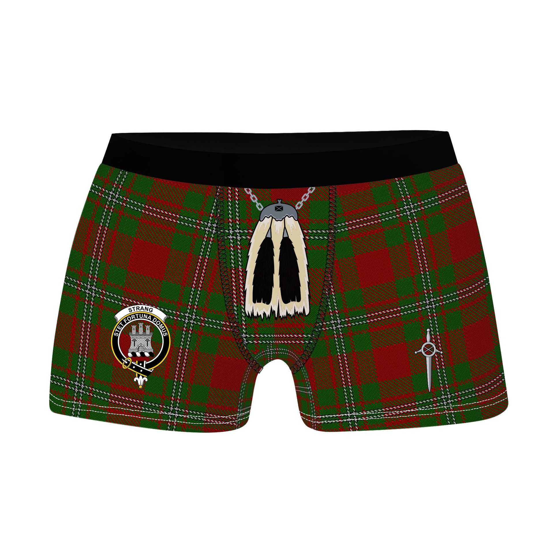 ScotsTee Shop Scottish Strang Clan Crest Highland Kilt Sporran Tartan Boxer Briefs