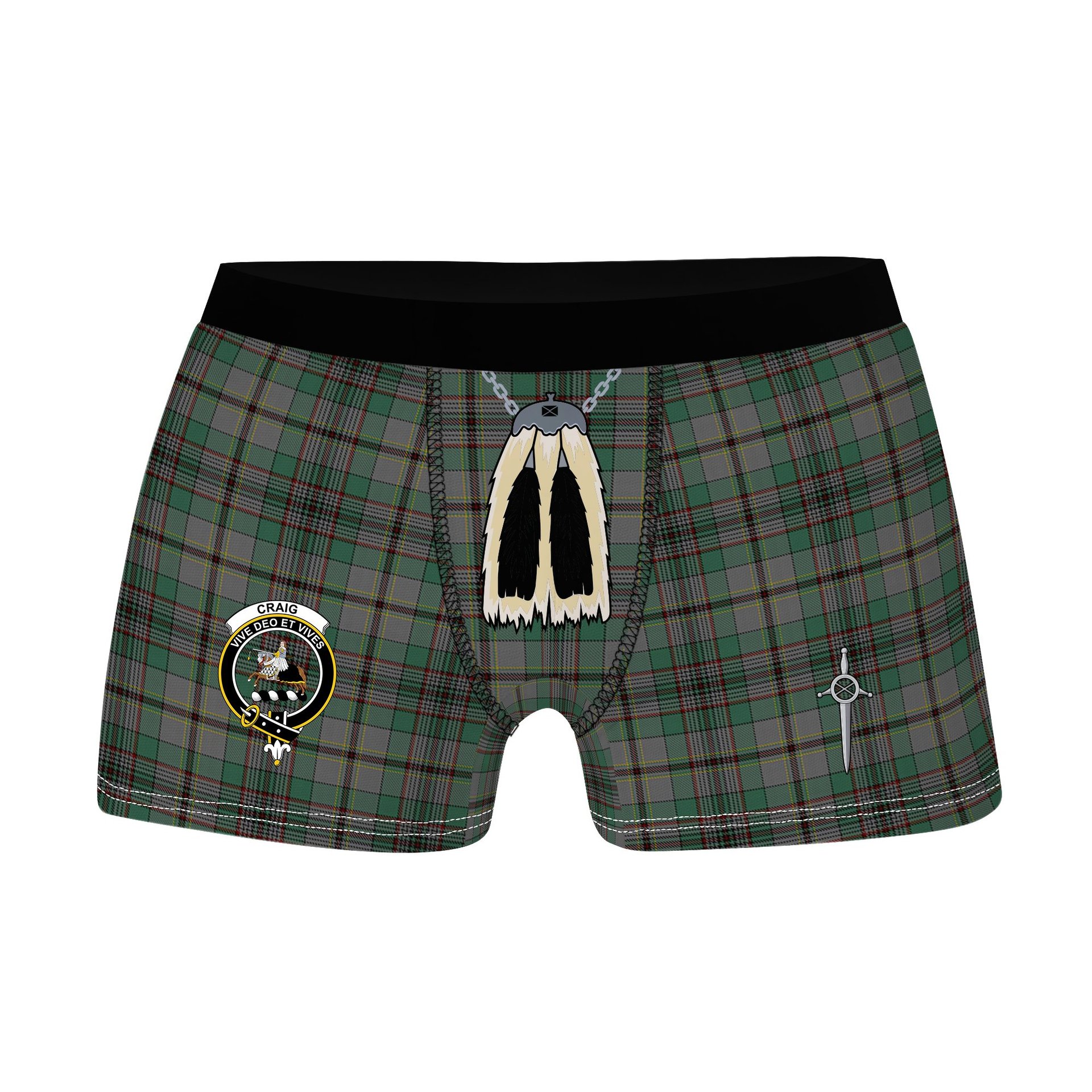 ScotsTee Shop Scottish Craig Clan Crest Highland Kilt Sporran Tartan Boxer Briefs