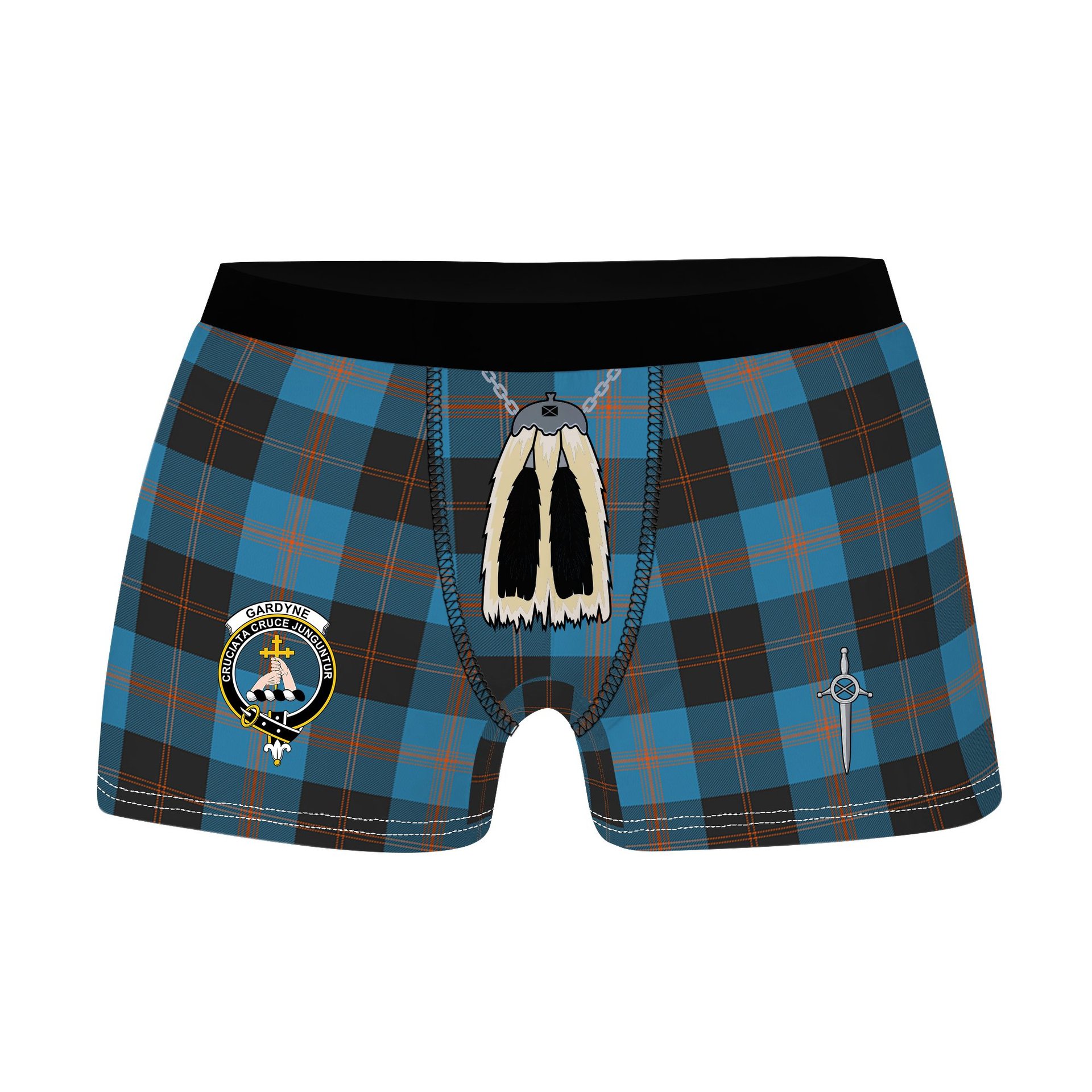 ScotsTee Shop Scottish Gardyne Clan Crest Highland Kilt Sporran Tartan Boxer Briefs