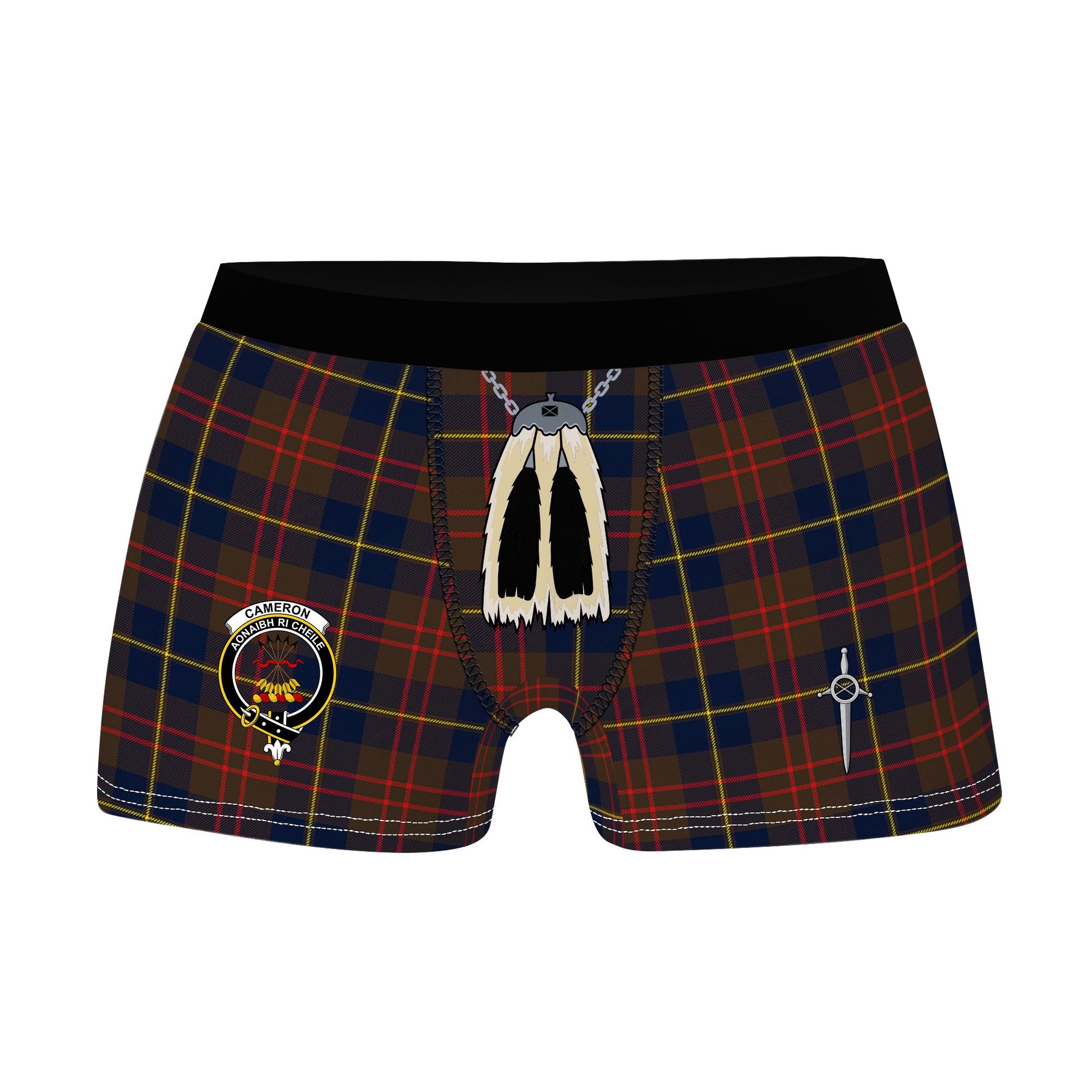 ScotsTee Shop Scottish Cameron Hunting Modern Clan Crest Highland Kilt Sporran Tartan Boxer Briefs