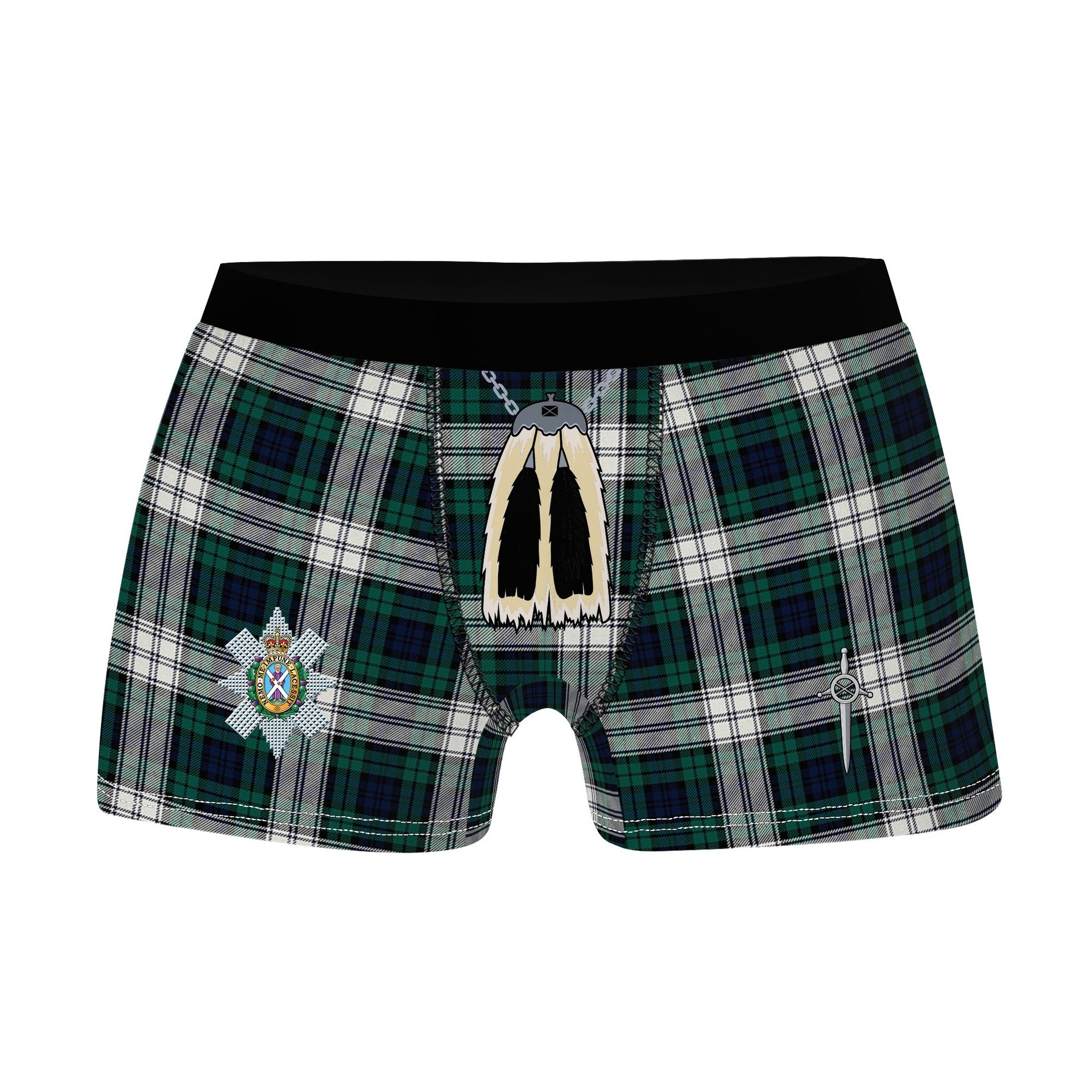 ScotsTee Shop Scottish Black Watch Dress Modern Clan Crest Highland Kilt Sporran Tartan Boxer Briefs
