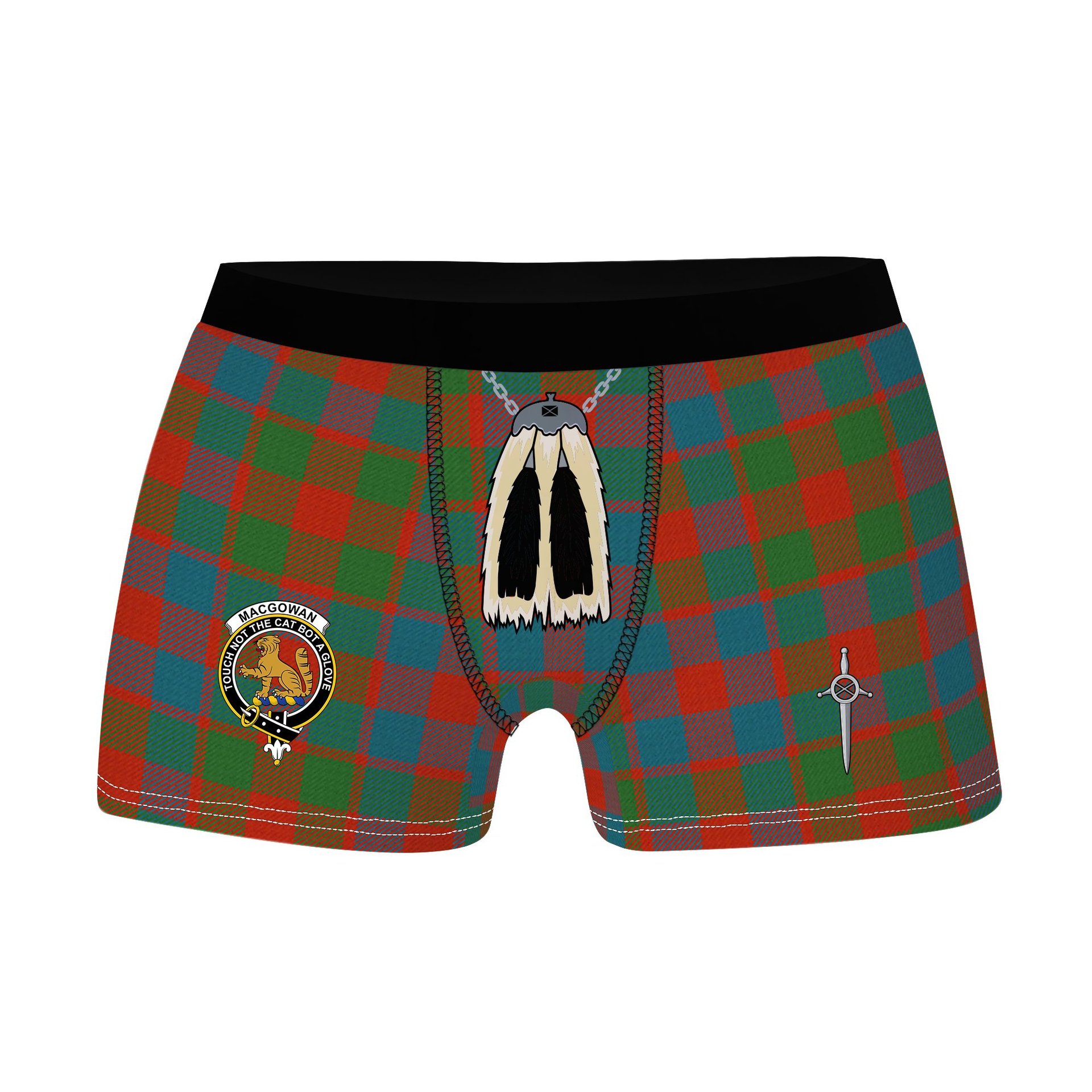 ScotsTee Shop Scottish MacGowan Ancient Clan Crest Highland Kilt Sporran Tartan Boxer Briefs