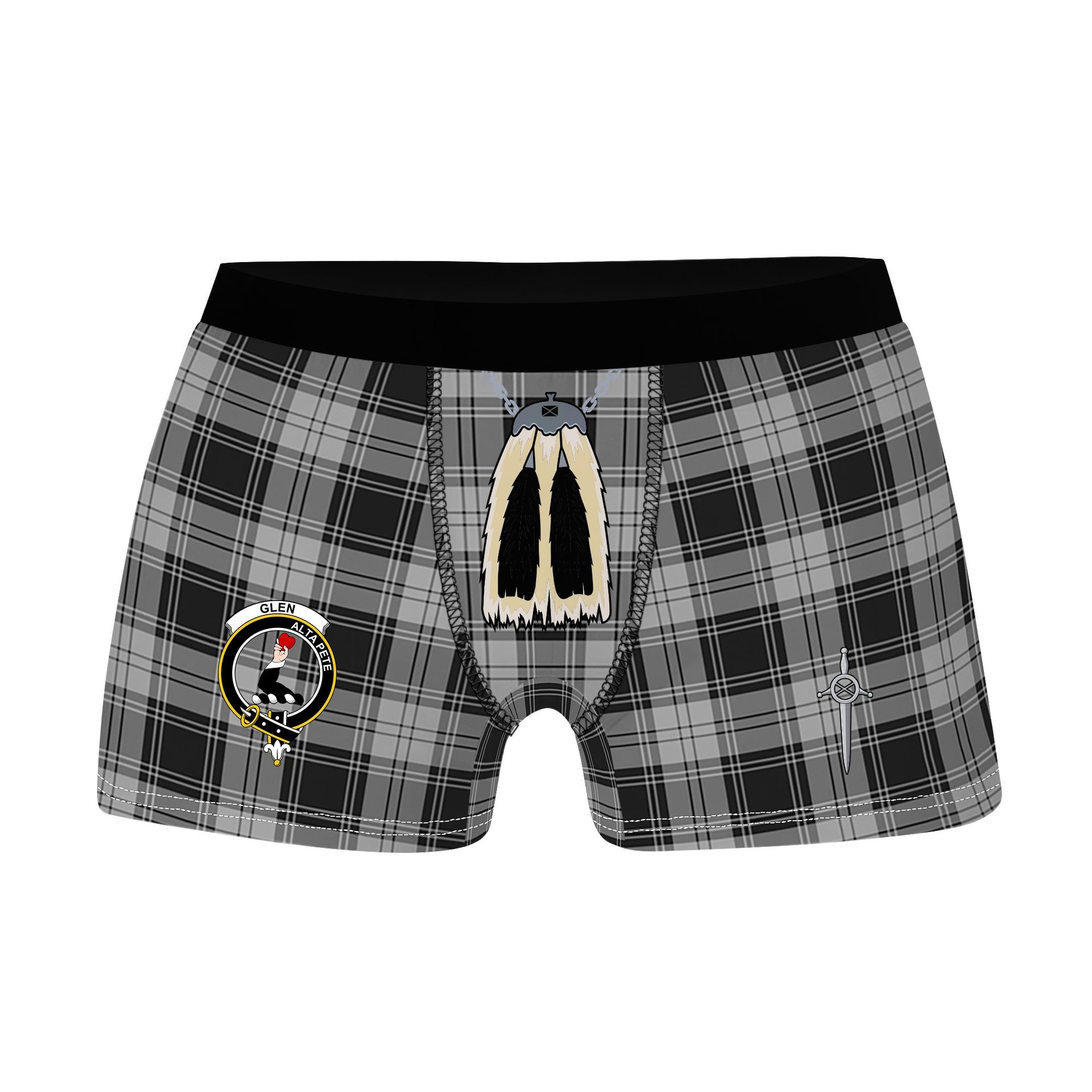 ScotsTee Shop Scottish Glen Clan Crest Highland Kilt Sporran Tartan Boxer Briefs