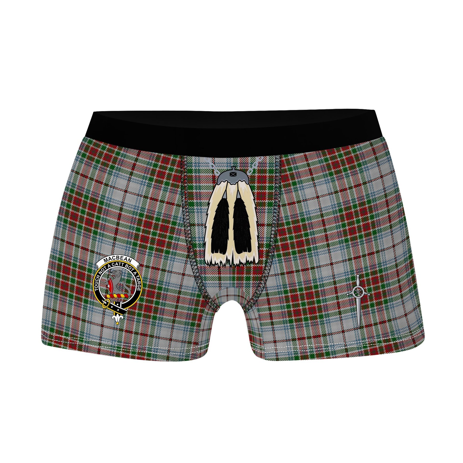 ScotsTee Shop Scottish MacBean Dress Clan Crest Highland Kilt Sporran Tartan Boxer Briefs