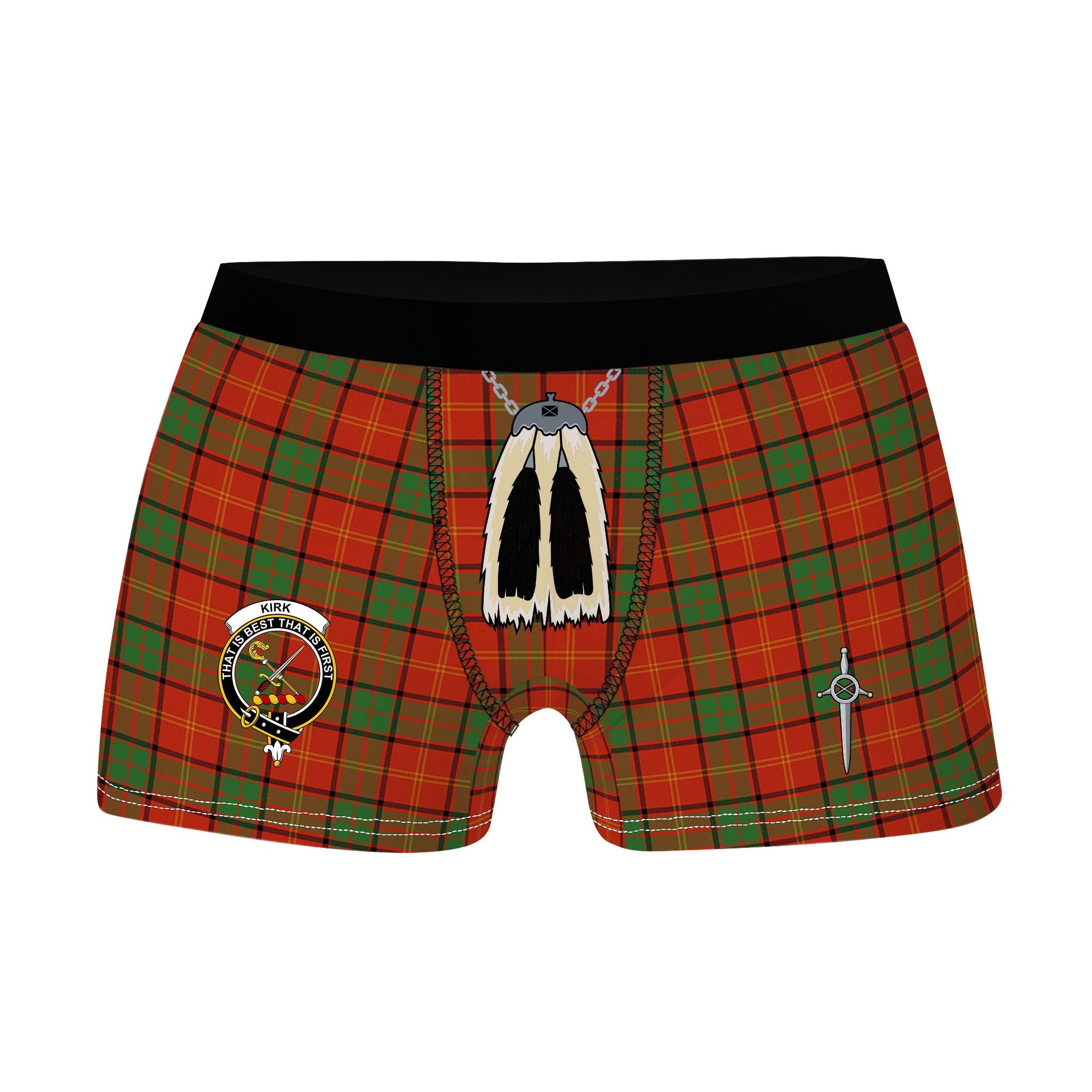 ScotsTee Shop Scottish Kirk Ancient Clan Crest Highland Kilt Sporran Tartan Boxer Briefs