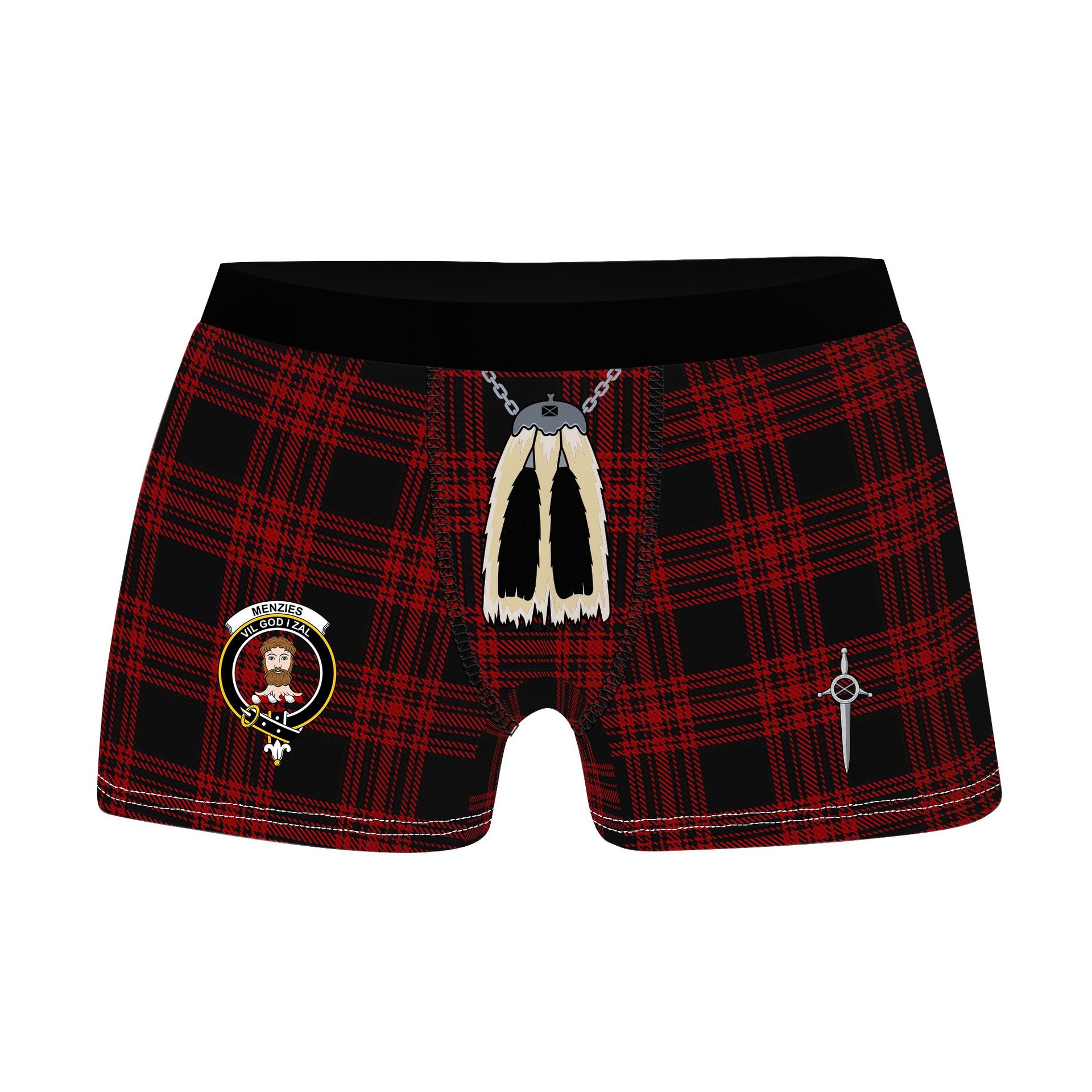 ScotsTee Shop Scottish Menzies Hunting Clan Crest Highland Kilt Sporran Tartan Boxer Briefs