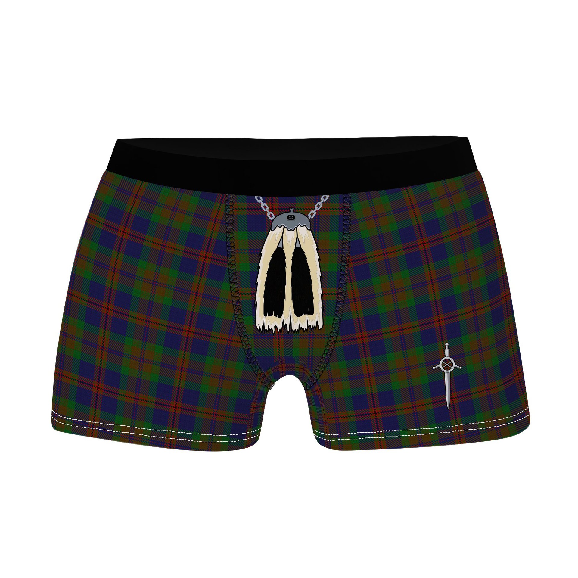 ScotsTee Shop Scottish Mann Clan Highland Kilt Sporran Tartan Boxer Briefs