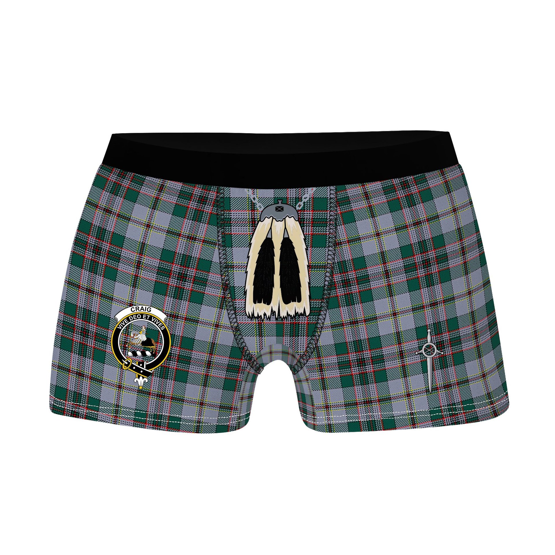 ScotsTee Shop Scottish Craig Modern Clan Crest Highland Kilt Sporran Tartan Boxer Briefs