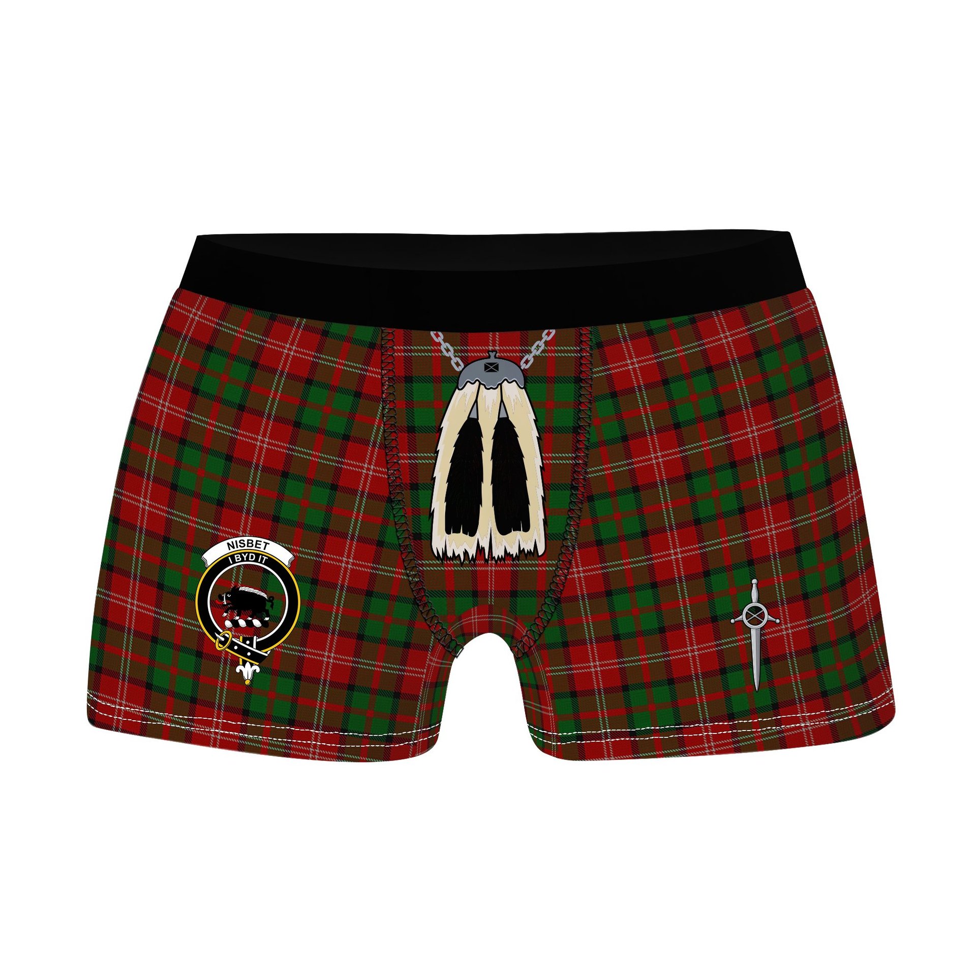 ScotsTee Shop Scottish Nisbet Clan Crest Highland Kilt Sporran Tartan Boxer Briefs