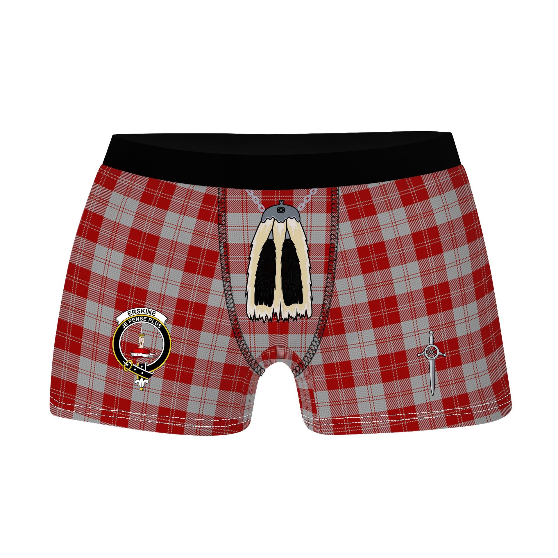 ScotsTee Shop Scottish Erskine Red Clan Crest Highland Kilt Sporran Tartan Boxer Briefs