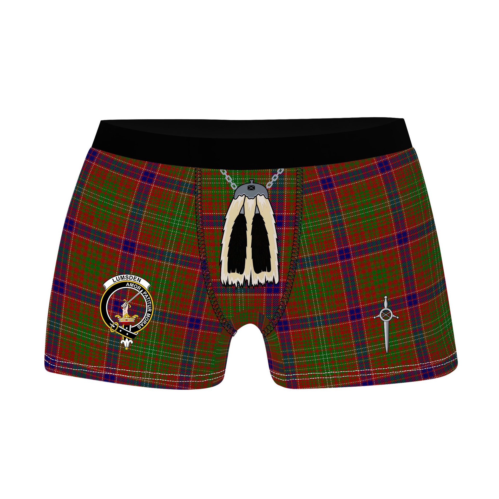 ScotsTee Shop Scottish Lumsden Clan Crest Highland Kilt Sporran Tartan Boxer Briefs