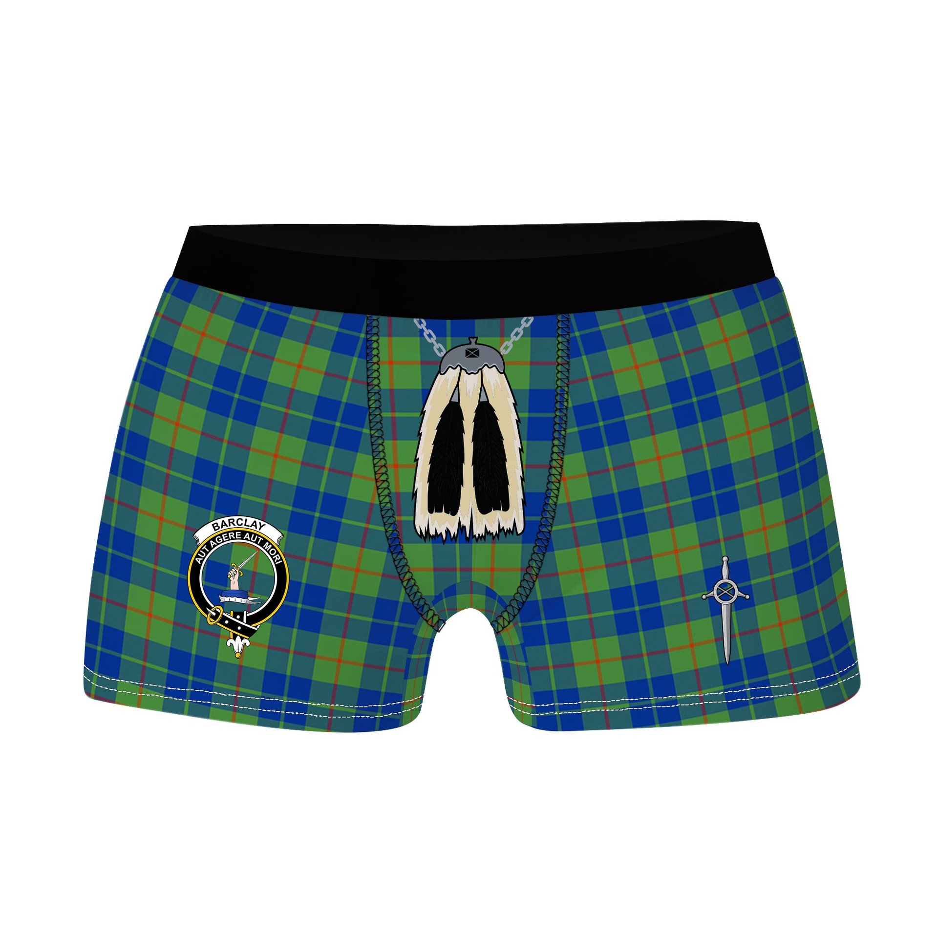 ScotsTee Shop Scottish Barclay Hunting Ancient Clan Crest Highland Kilt Sporran Tartan Boxer Briefs