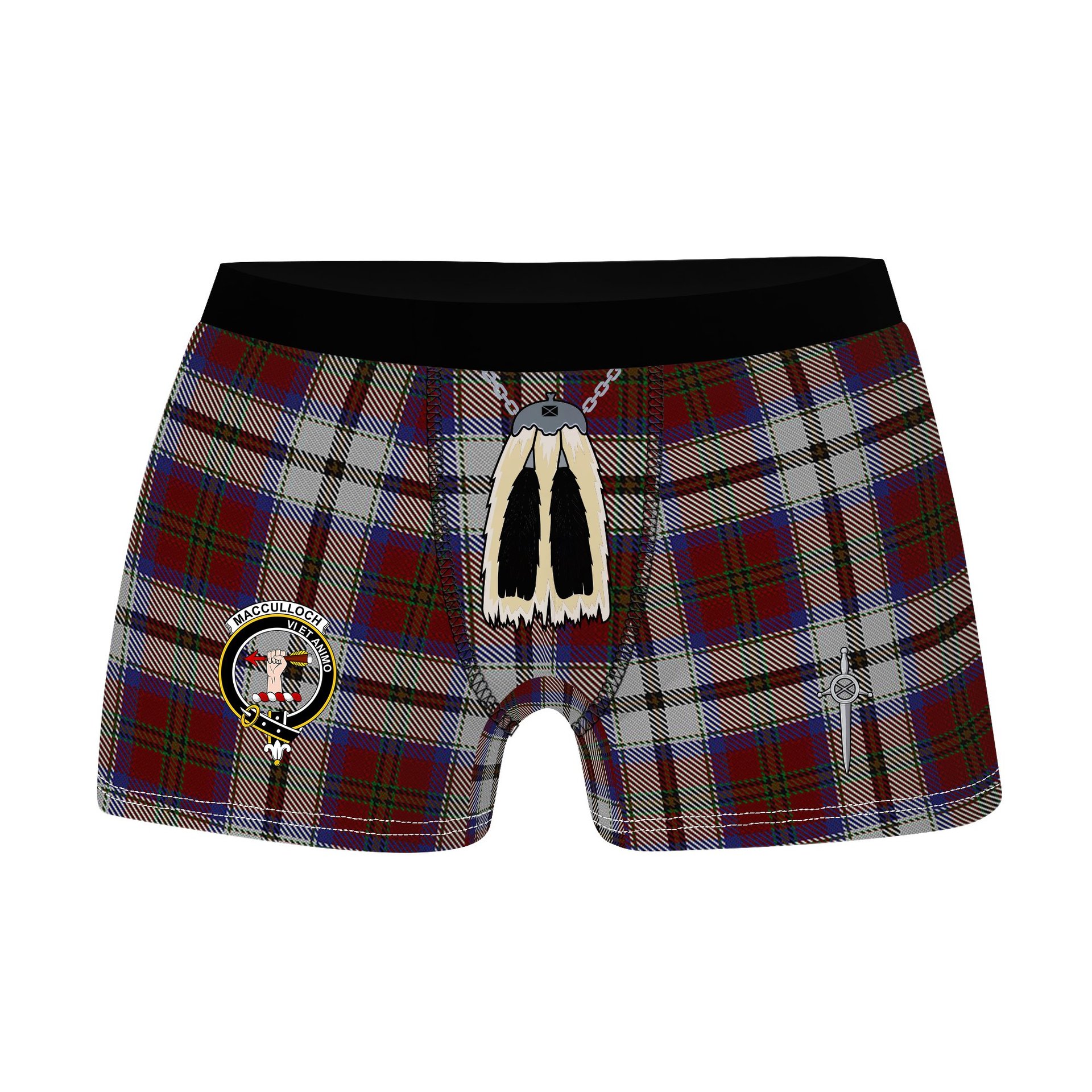 ScotsTee Shop Scottish MacCulloch Dress Clan Crest Highland Kilt Sporran Tartan Boxer Briefs