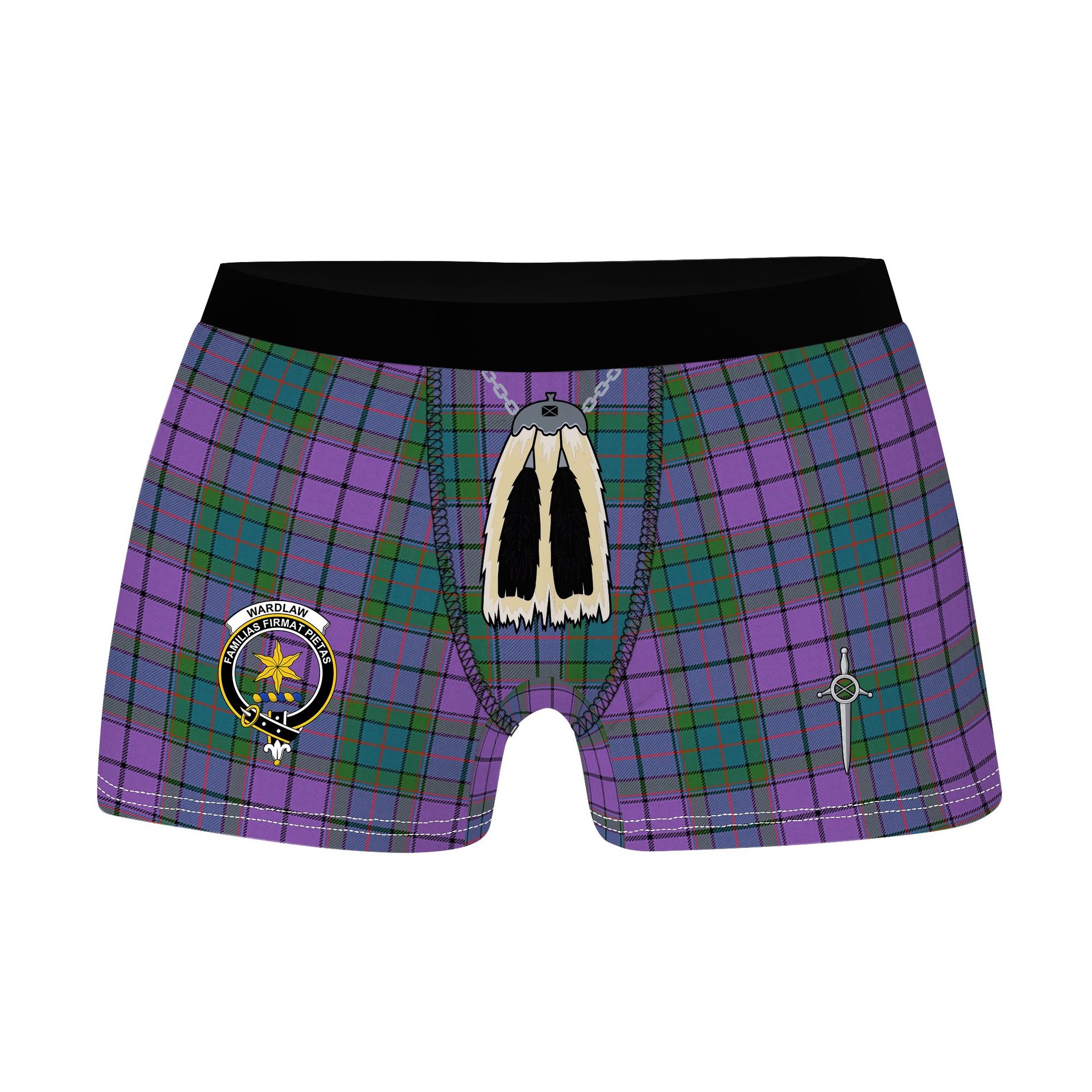 ScotsTee Shop Scottish Wardlaw Ancient Clan Crest Highland Kilt Sporran Tartan Boxer Briefs