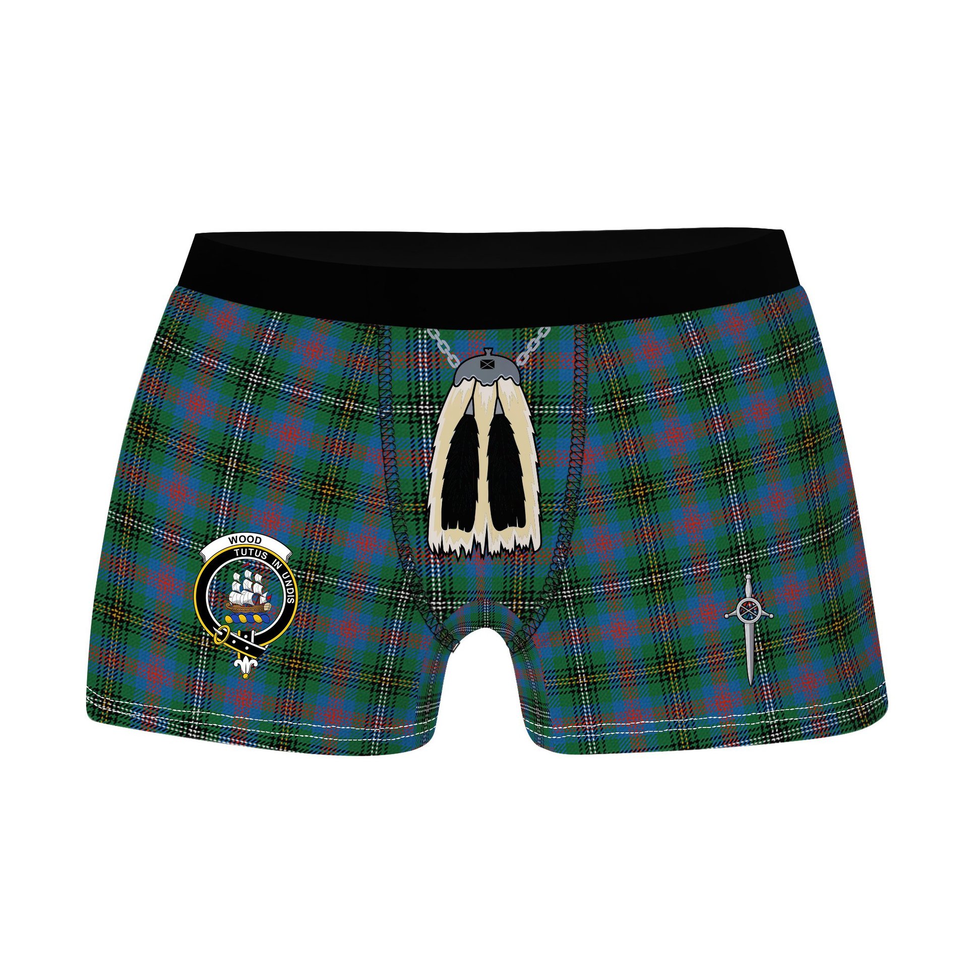 ScotsTee Shop Scottish Wood Ancient Clan Crest Highland Kilt Sporran Tartan Boxer Briefs
