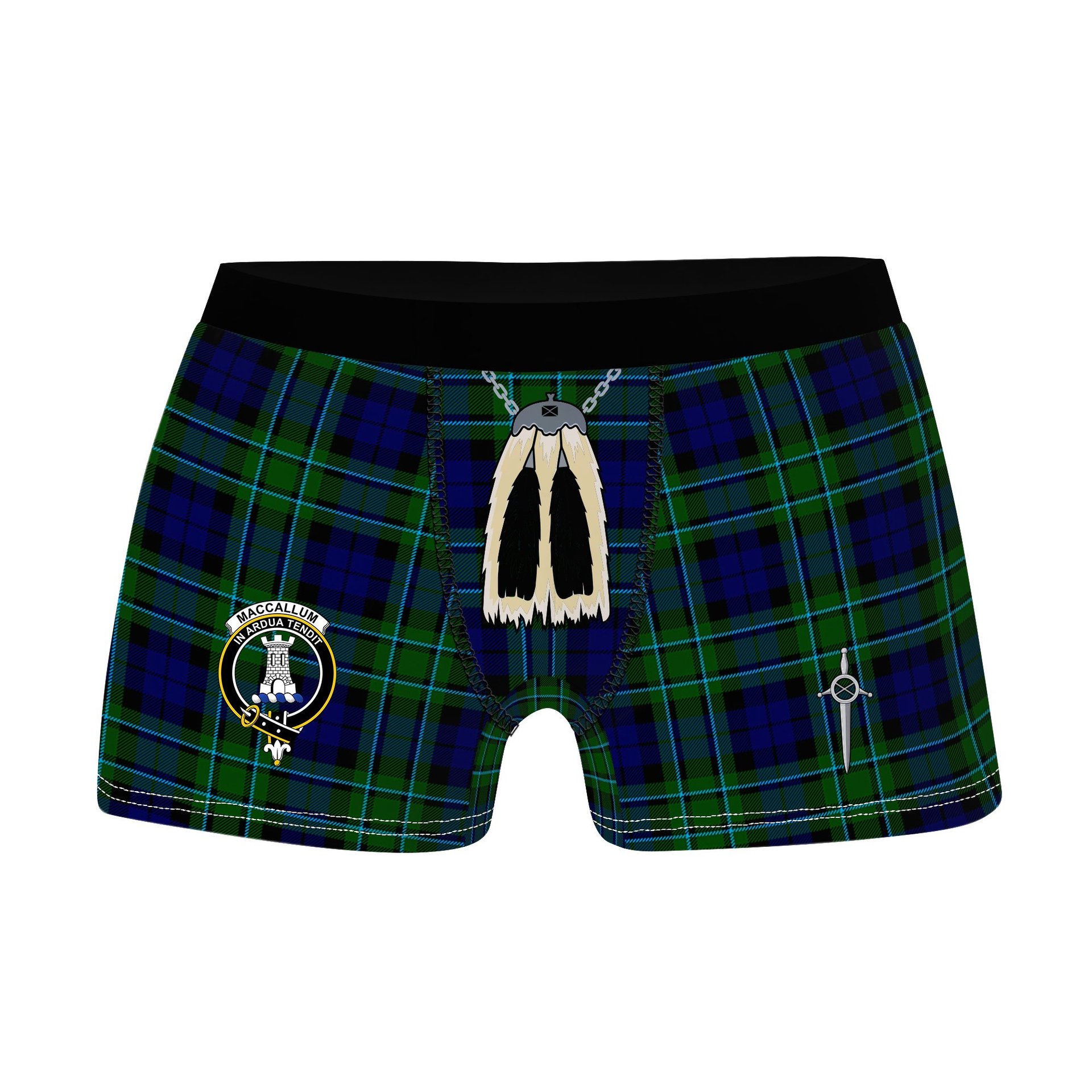 ScotsTee Shop Scottish MacCallum Modern SC Clan Crest Highland Kilt Sporran Tartan Boxer Briefs
