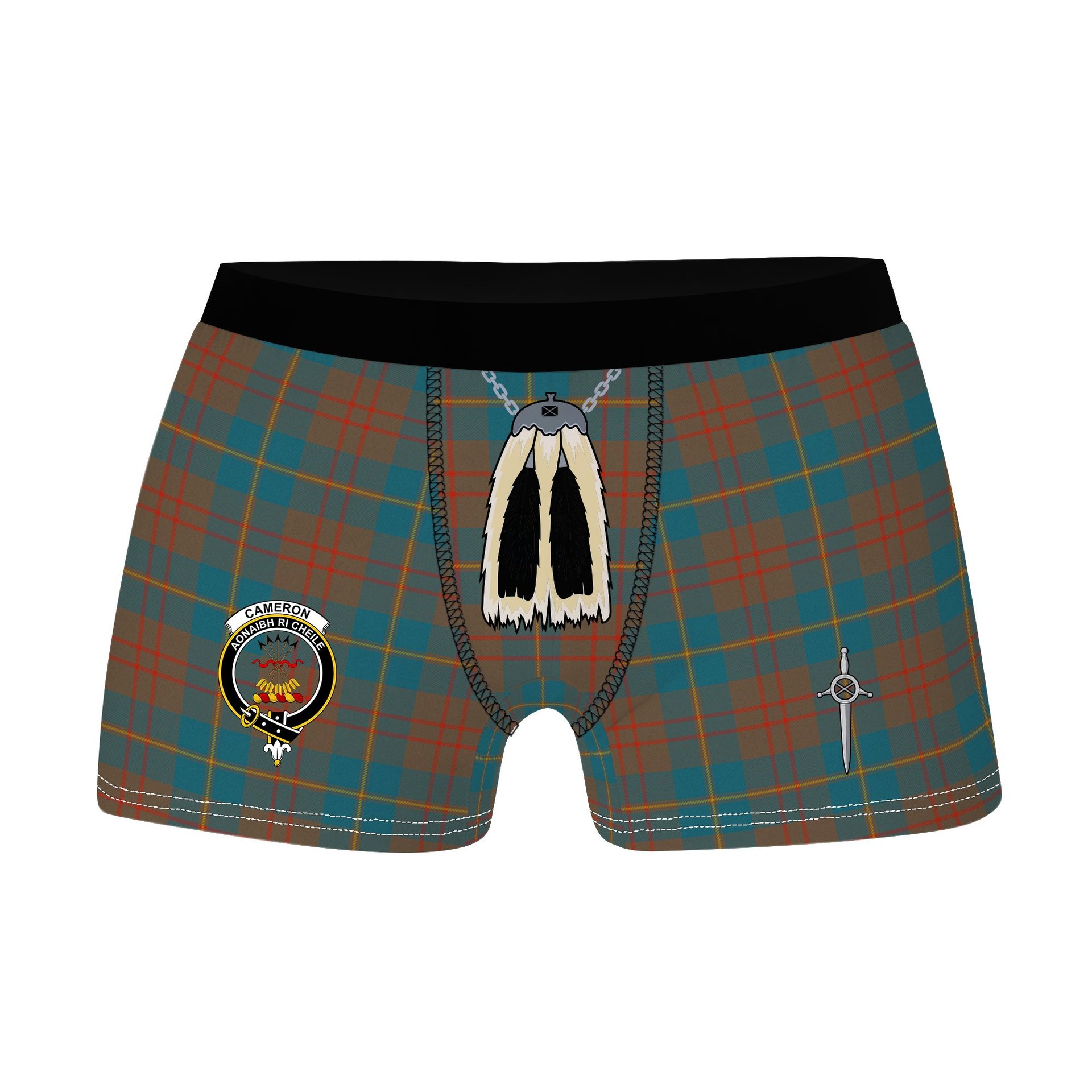 ScotsTee Shop Scottish Cameron Hunting Ancient Clan Crest Highland Kilt Sporran Tartan Boxer Briefs