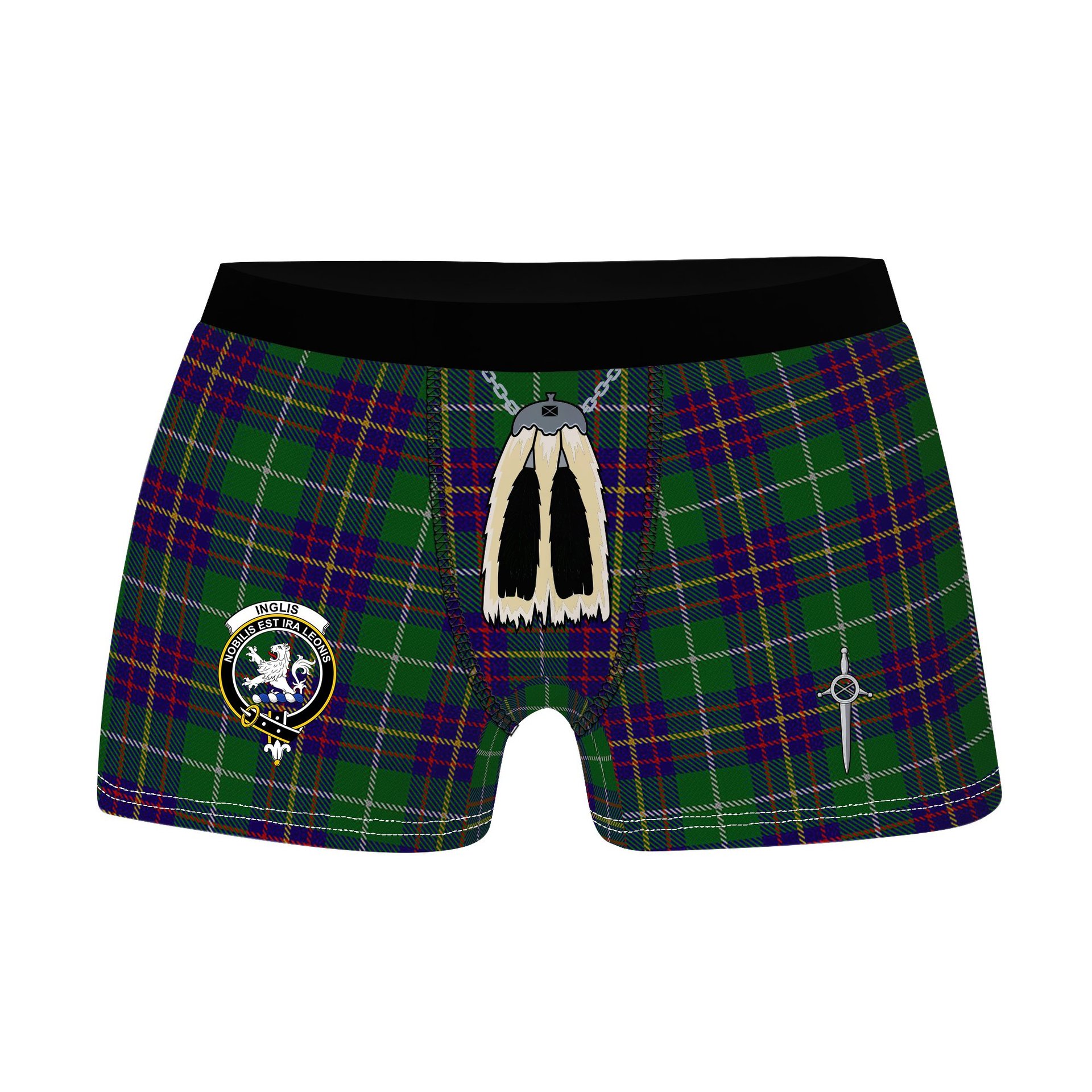 ScotsTee Shop Scottish Inglis Clan Crest Highland Kilt Sporran Tartan Boxer Briefs