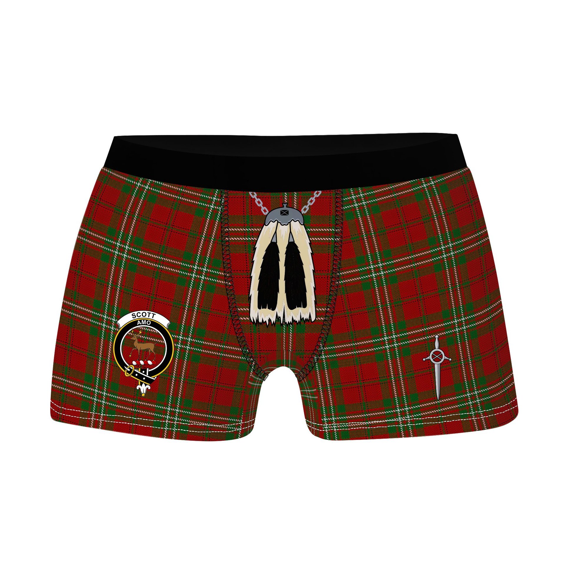 ScotsTee Shop Scottish Scott Clan Crest Highland Kilt Sporran Tartan Boxer Briefs