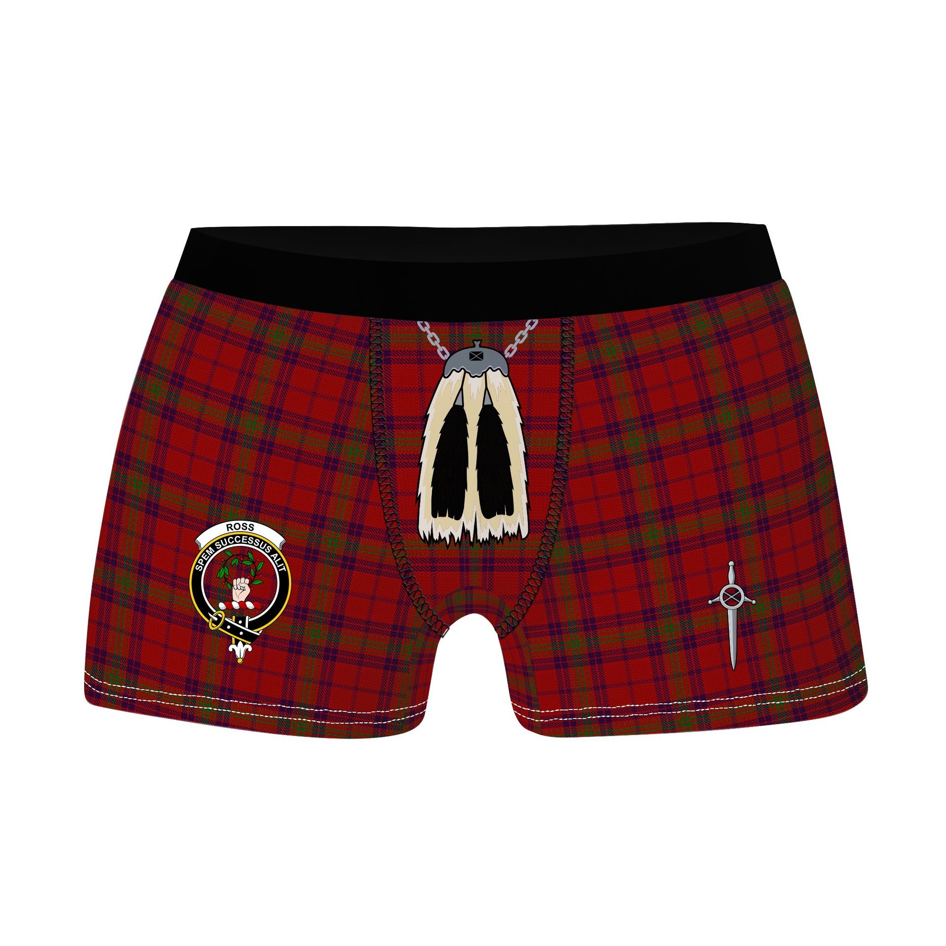 ScotsTee Shop Scottish Ross Old Clan Crest Highland Kilt Sporran Tartan Boxer Briefs