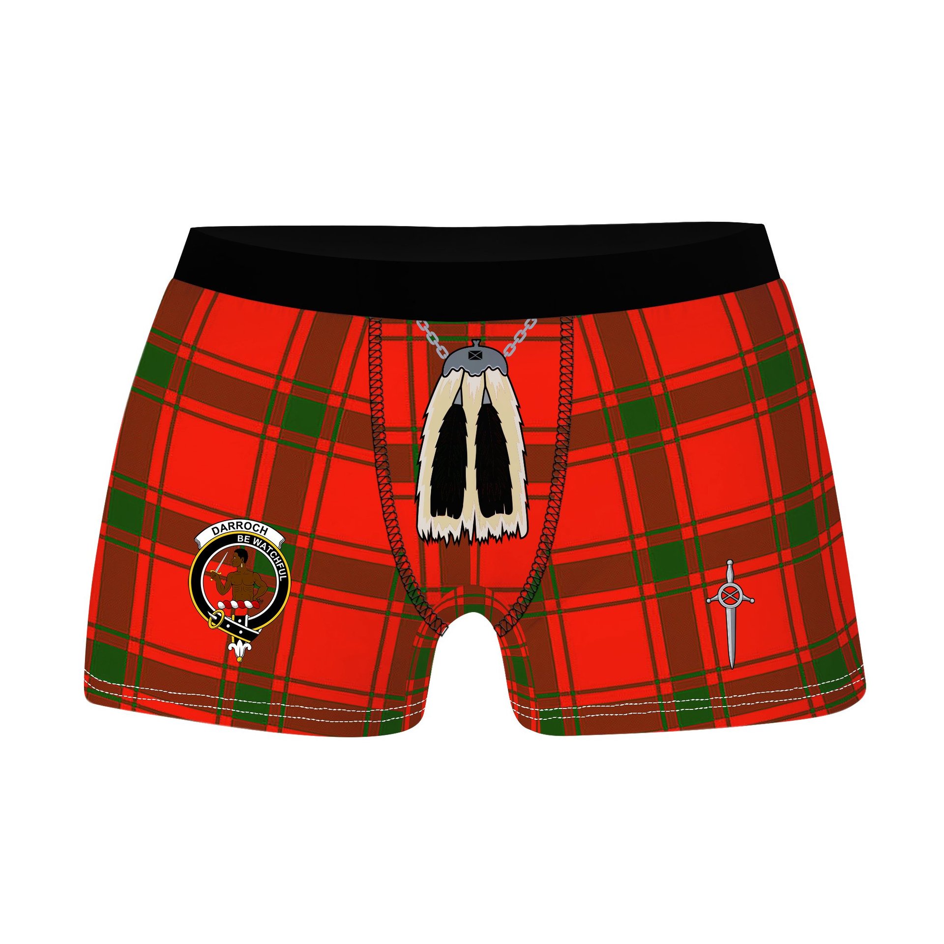 ScotsTee Shop Scottish Darroch Clan Crest Highland Kilt Sporran Tartan Boxer Briefs