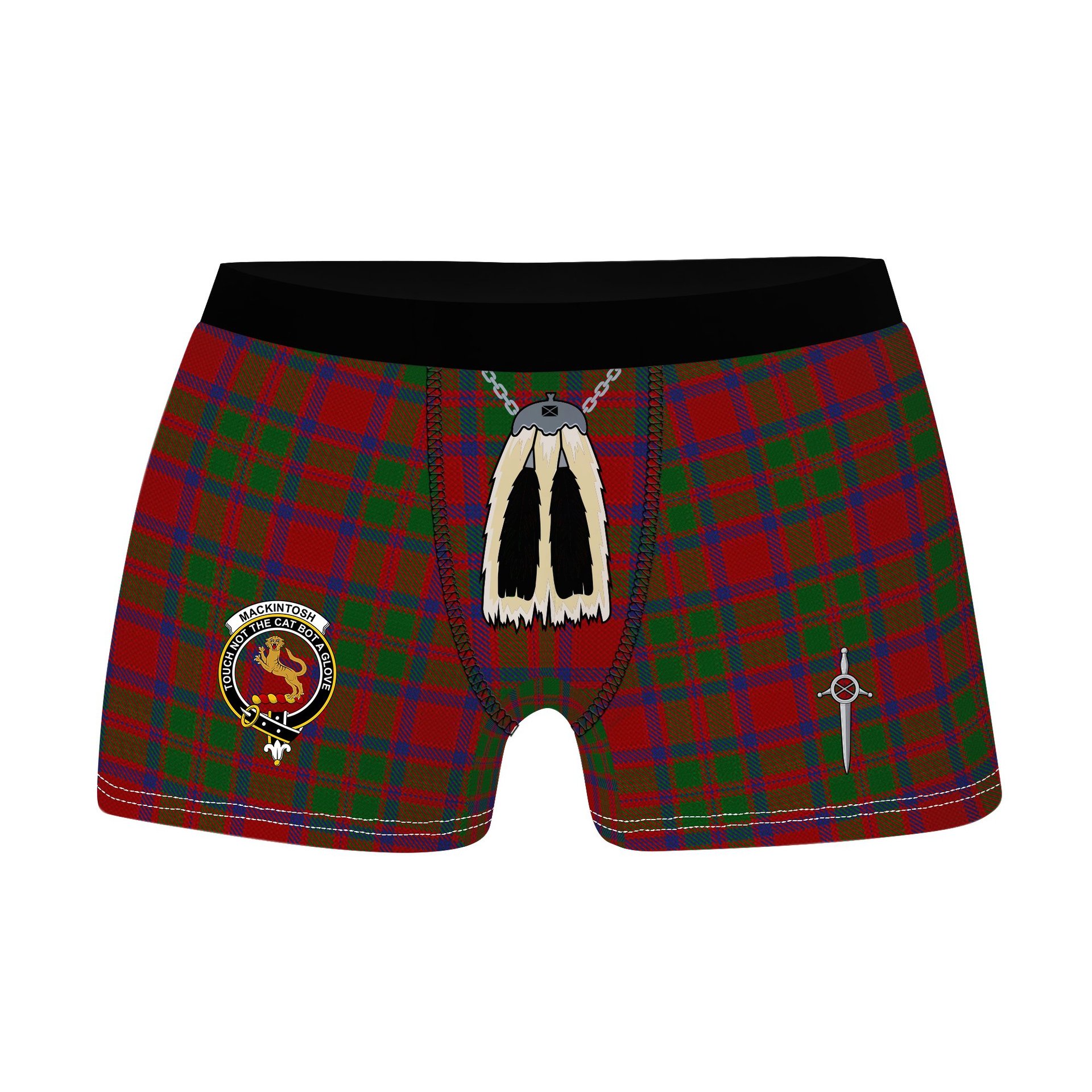 ScotsTee Shop Scottish MacKintosh Clan Crest Highland Kilt Sporran Tartan Boxer Briefs