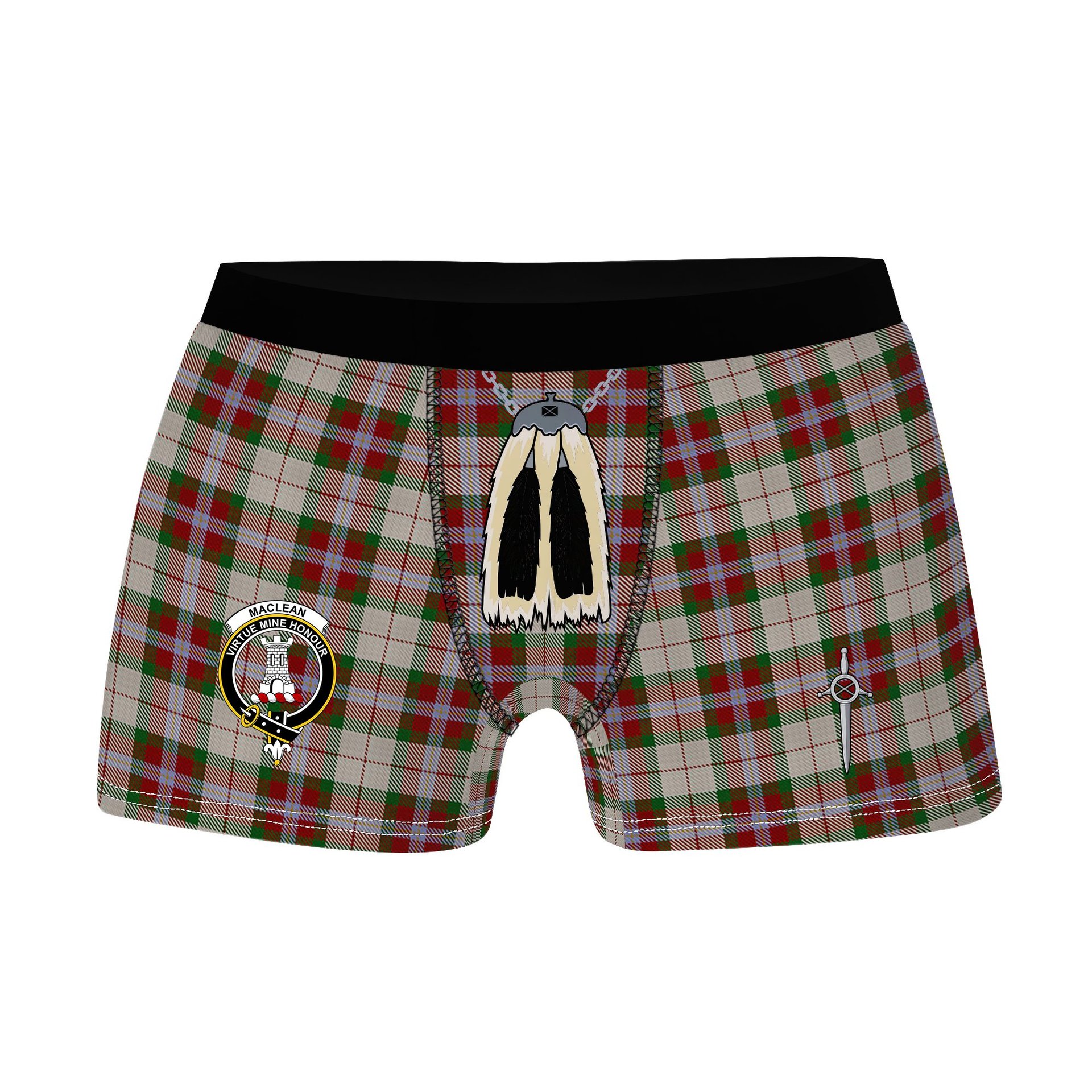 ScotsTee Shop Scottish MacLean Dress Clan Crest Highland Kilt Sporran Tartan Boxer Briefs