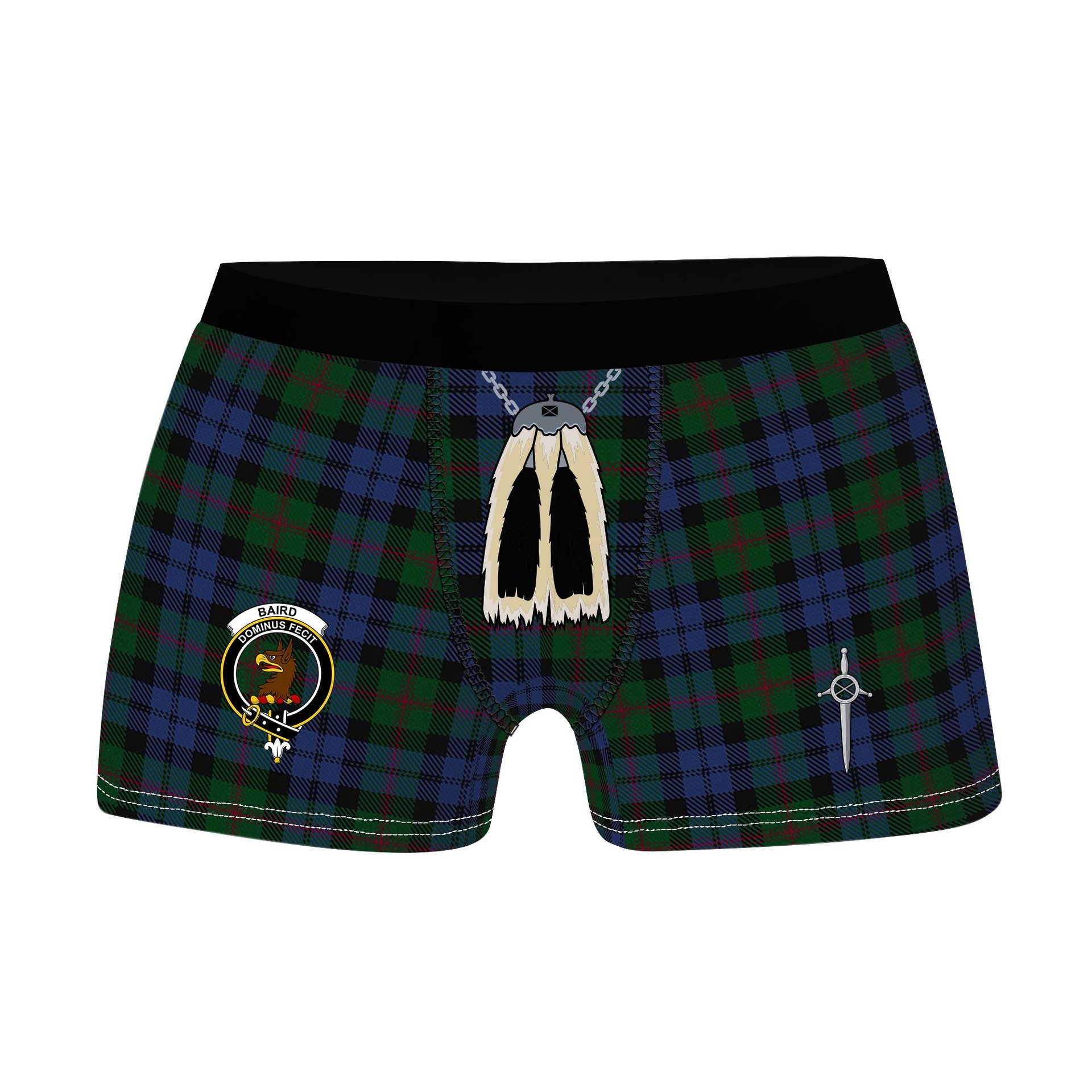 ScotsTee Shop Scottish Baird Clan Crest Highland Kilt Sporran Tartan Boxer Briefs