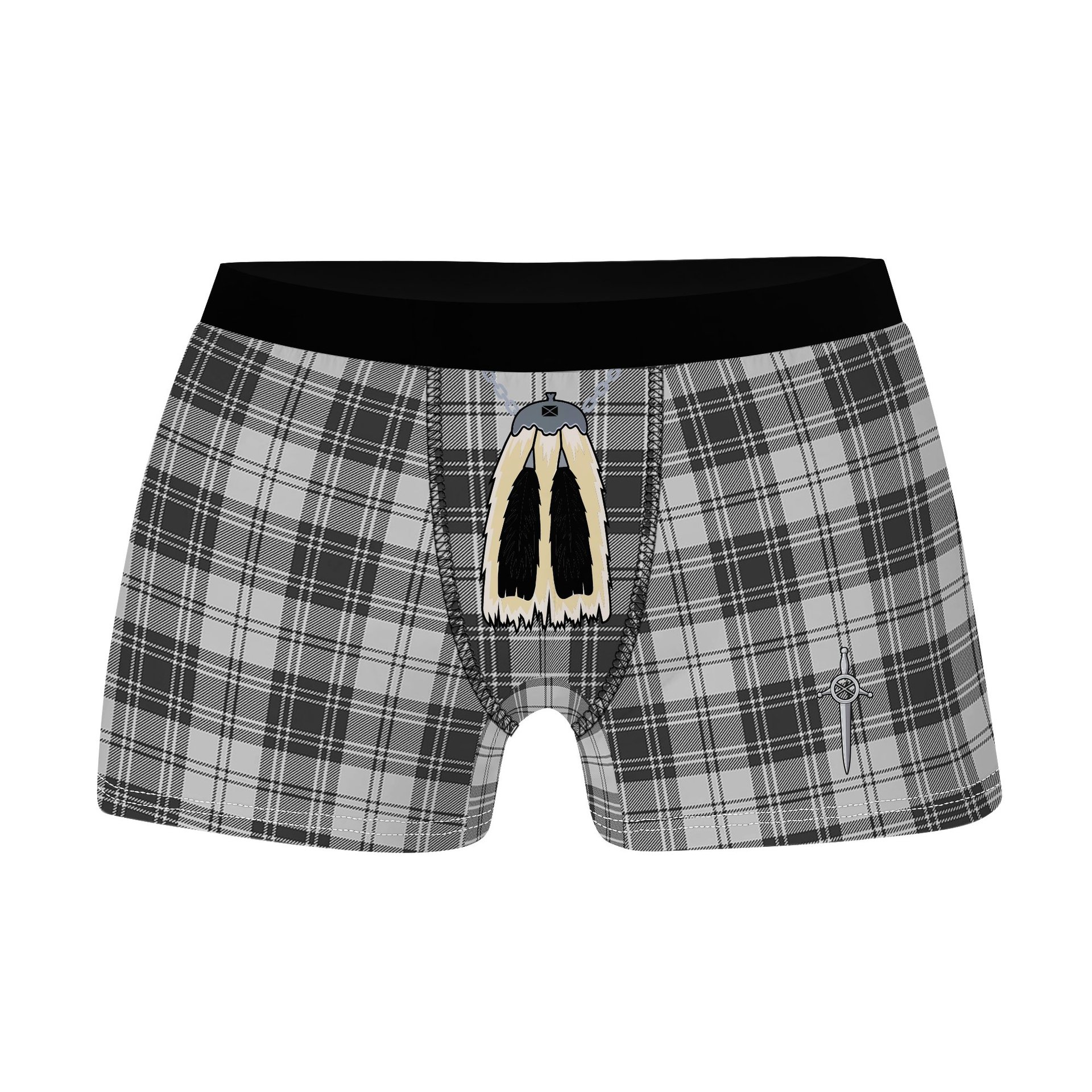 ScotsTee Shop Scottish Sandilands Grey Clan Highland Kilt Sporran Tartan Boxer Briefs