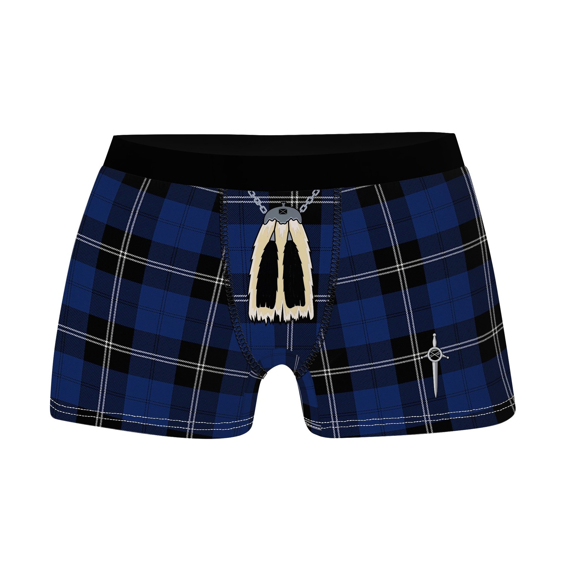 ScotsTee Shop Scottish Ramsay Blue Modern Clan Highland Kilt Sporran Tartan Boxer Briefs