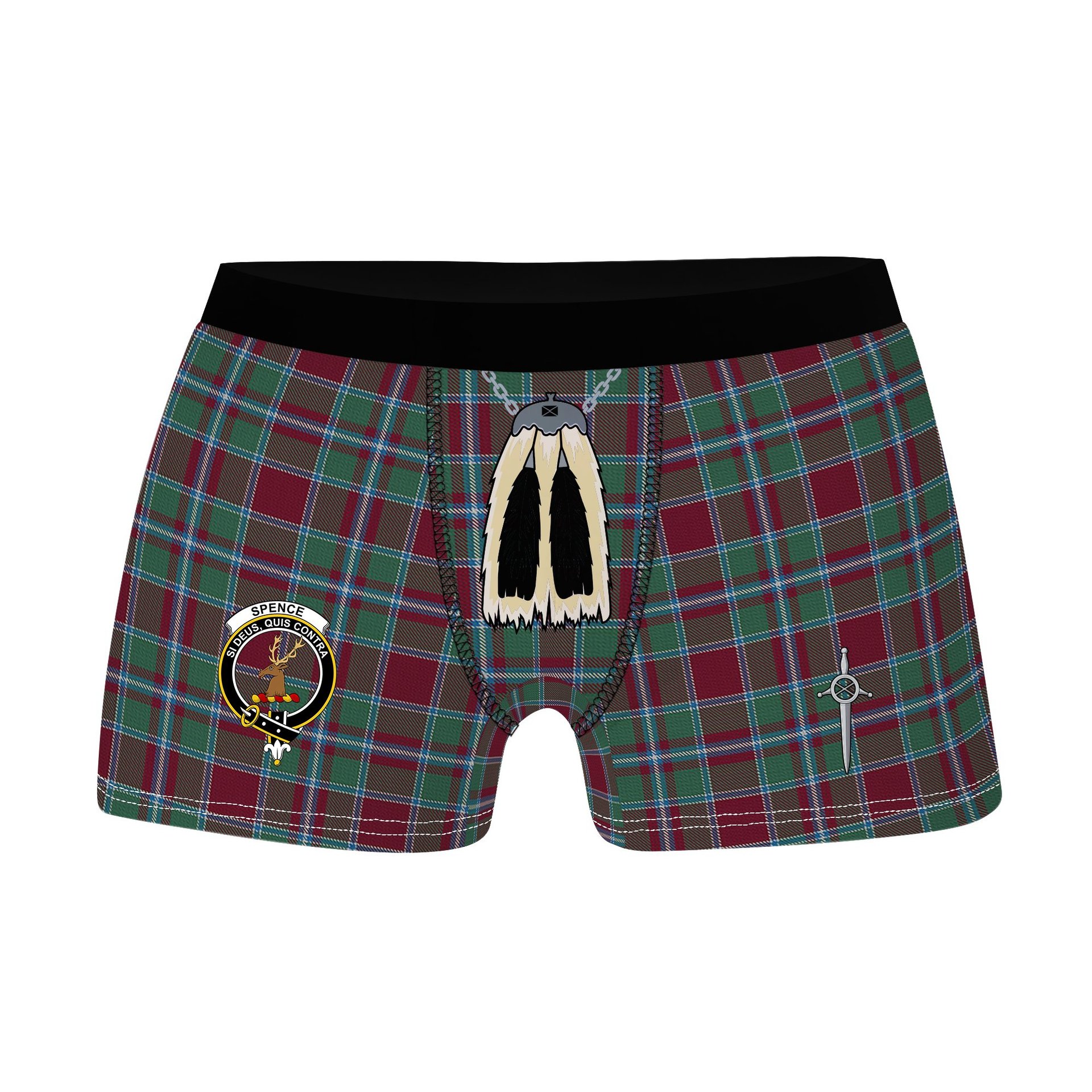 ScotsTee Shop Scottish Spence Clan Crest Highland Kilt Sporran Tartan Boxer Briefs