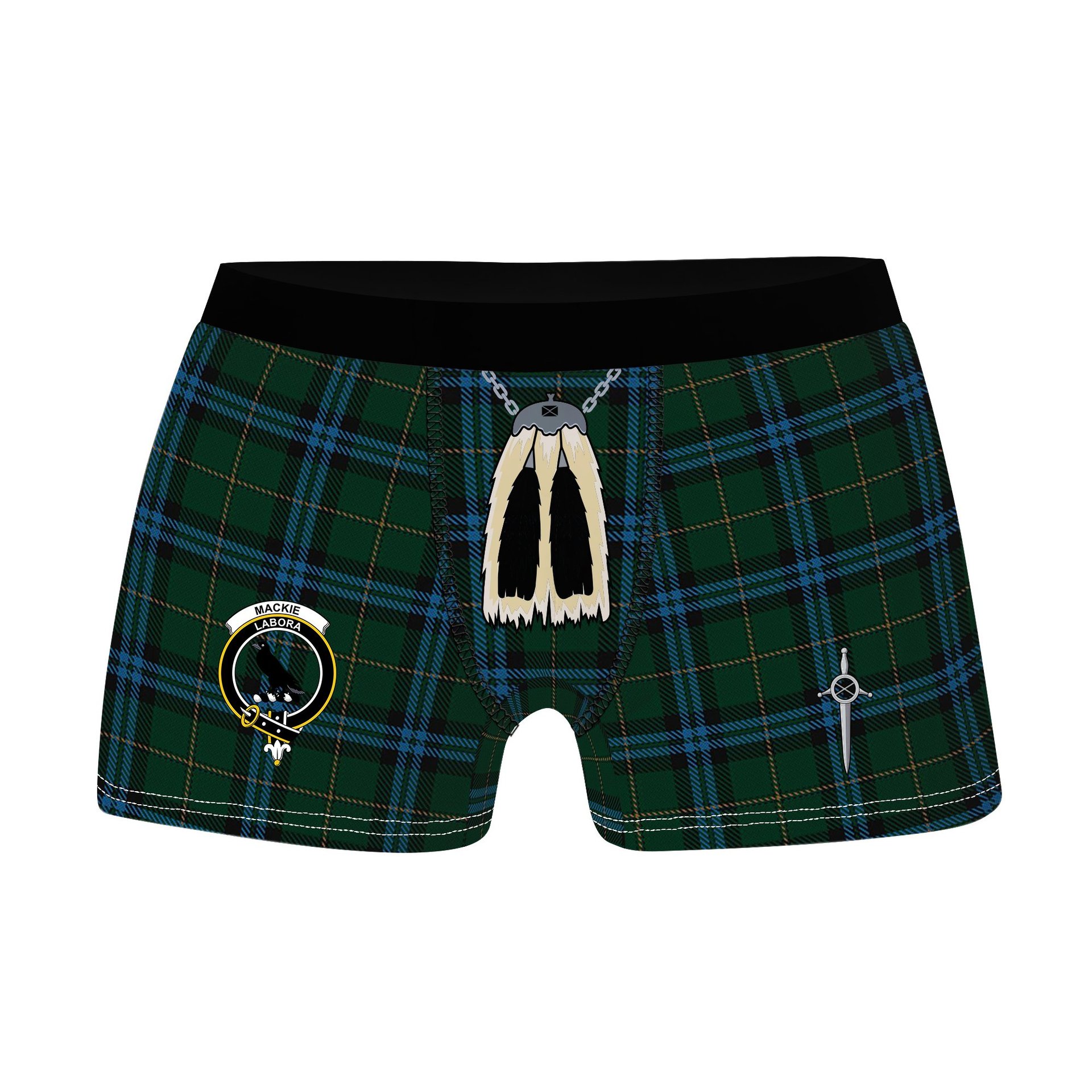 ScotsTee Shop Scottish Mackie Clan Crest Highland Kilt Sporran Tartan Boxer Briefs