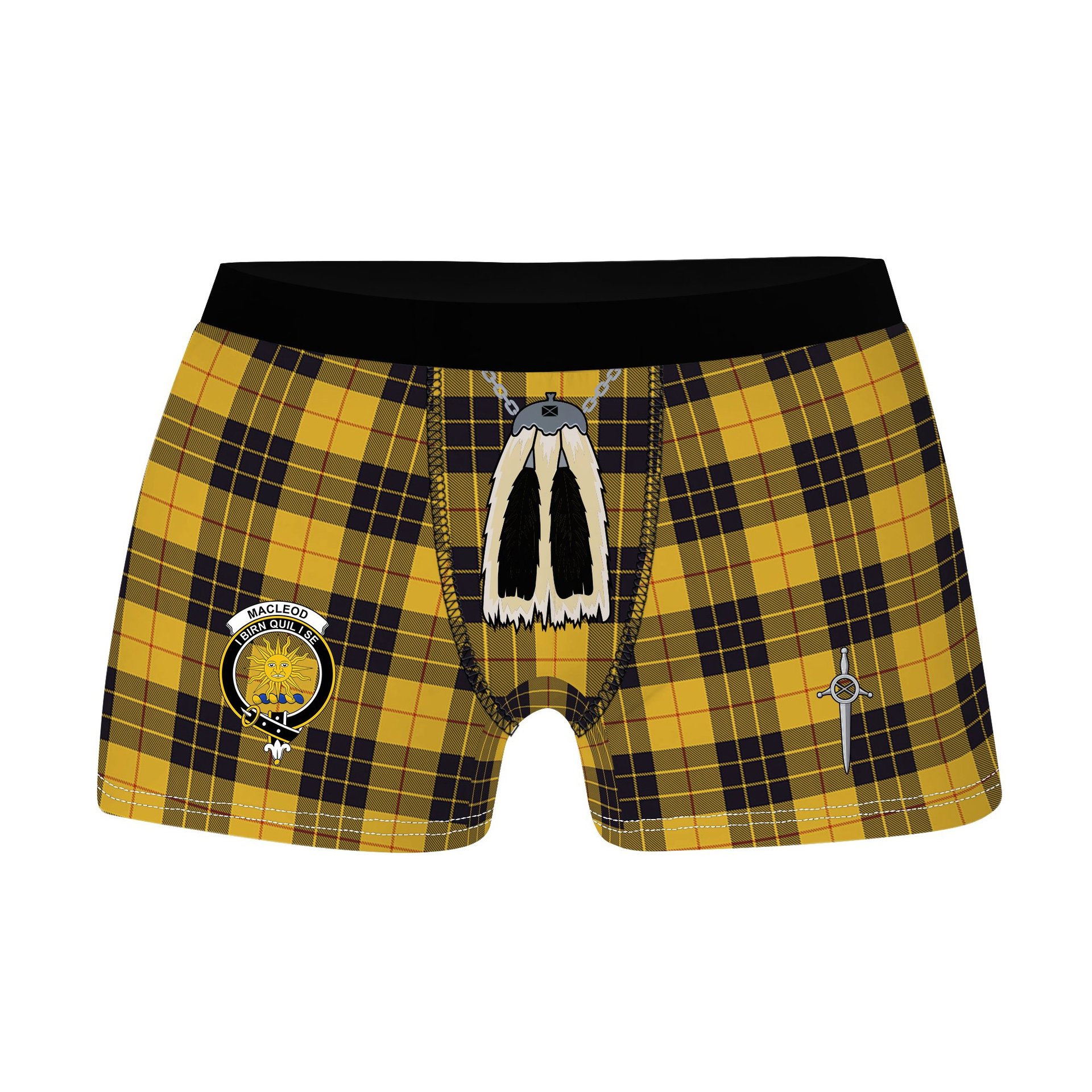 ScotsTee Shop Scottish MacLeod of Lewis Ancient SC Clan Crest Highland Kilt Sporran Tartan Boxer Briefs