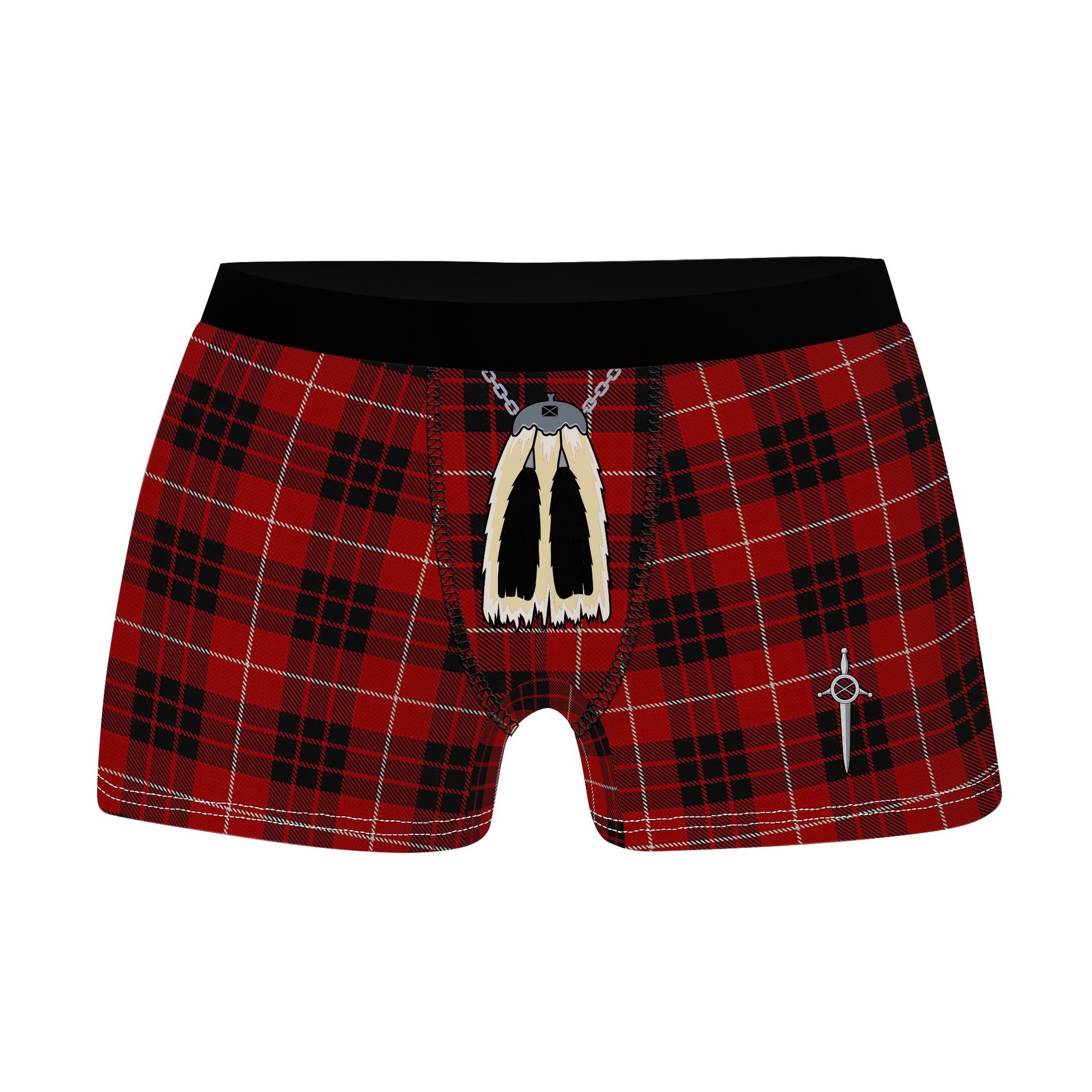 ScotsTee Shop Scottish Monroe Black and Red Clan Highland Kilt Sporran Tartan Boxer Briefs
