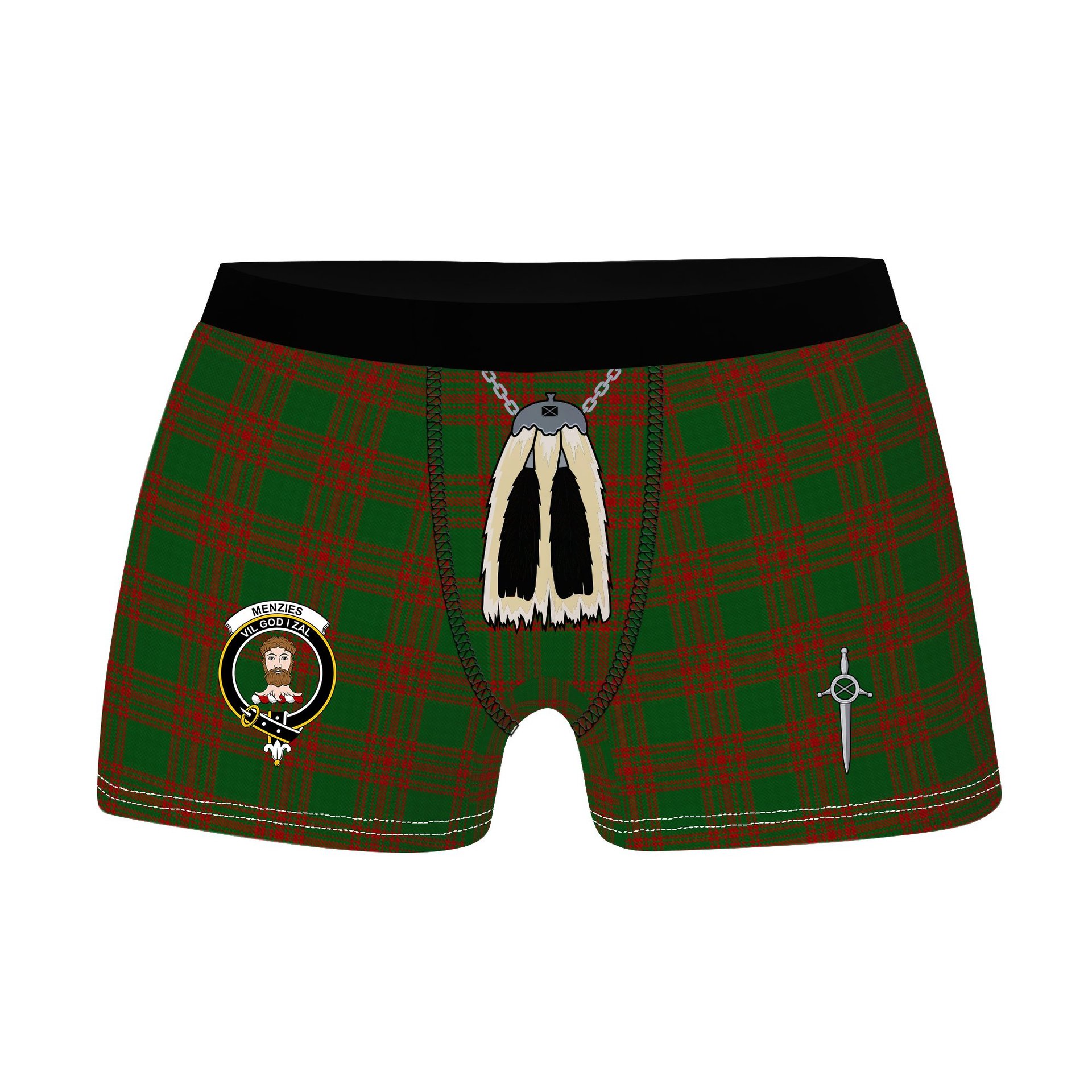 ScotsTee Shop Scottish Menzies Clan Crest Highland Kilt Sporran Tartan Boxer Briefs