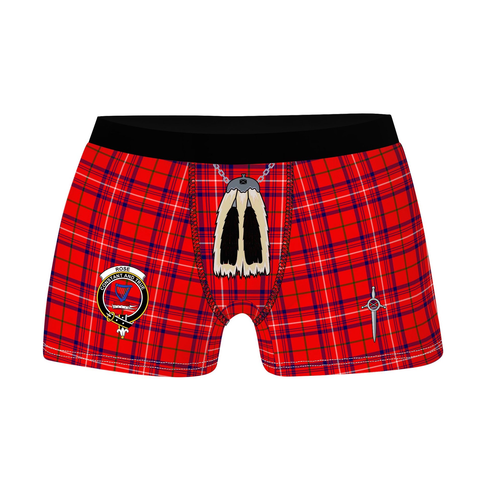 ScotsTee Shop Scottish Rose SC Clan Crest Highland Kilt Sporran Tartan Boxer Briefs