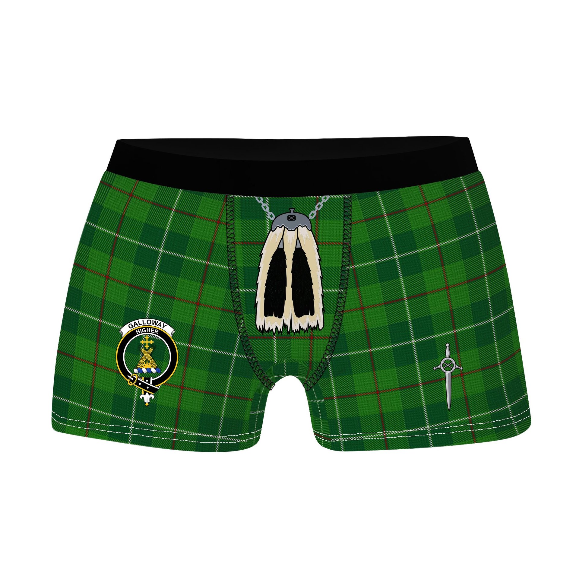 ScotsTee Shop Scottish Galloway Clan Crest Highland Kilt Sporran Tartan Boxer Briefs
