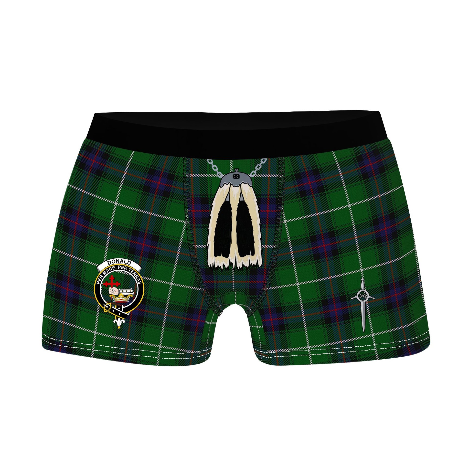 ScotsTee Shop Scottish Donald of The Isles Clan Crest Highland Kilt Sporran Tartan Boxer Briefs