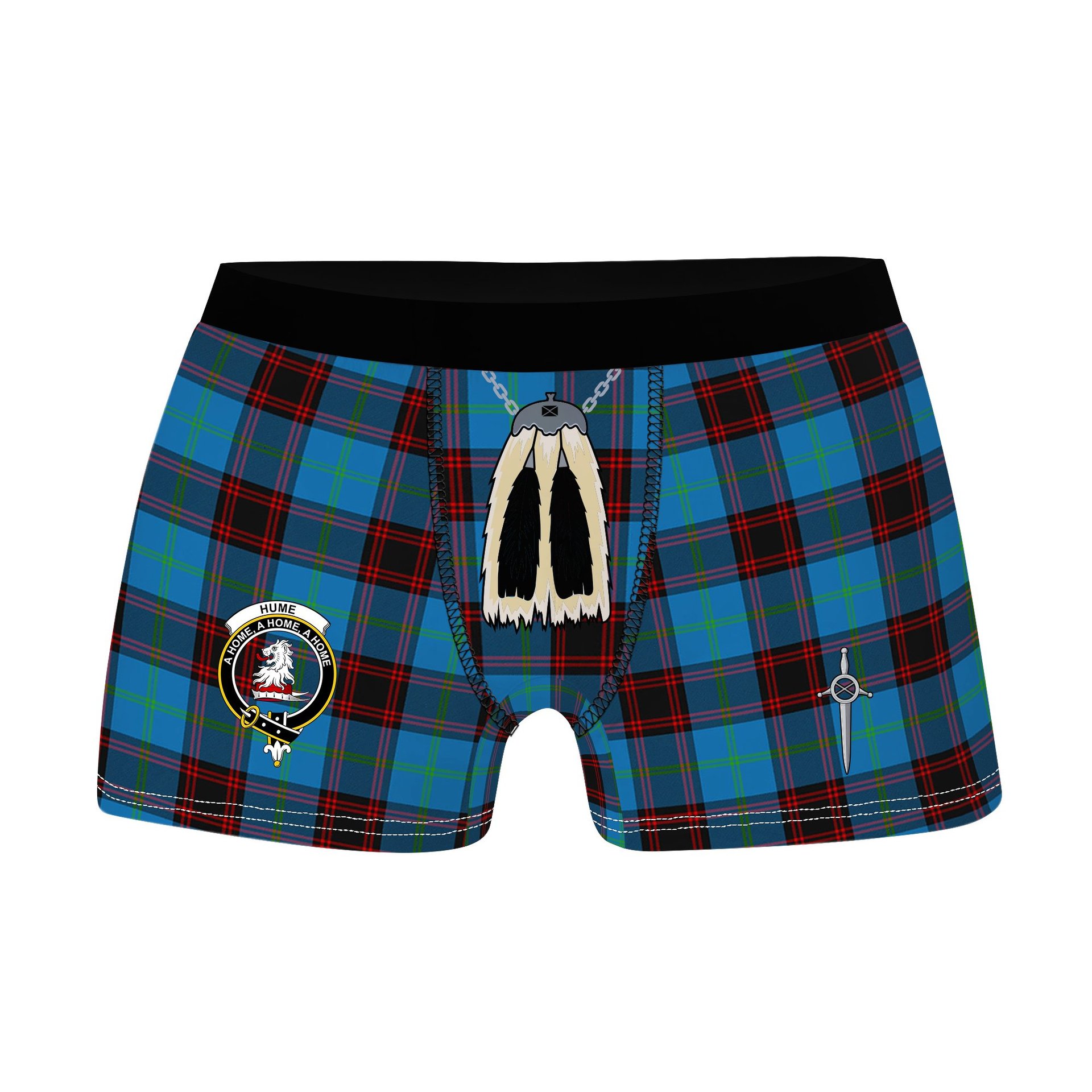 ScotsTee Shop Scottish Hume Ancient Clan Crest Highland Kilt Sporran Tartan Boxer Briefs