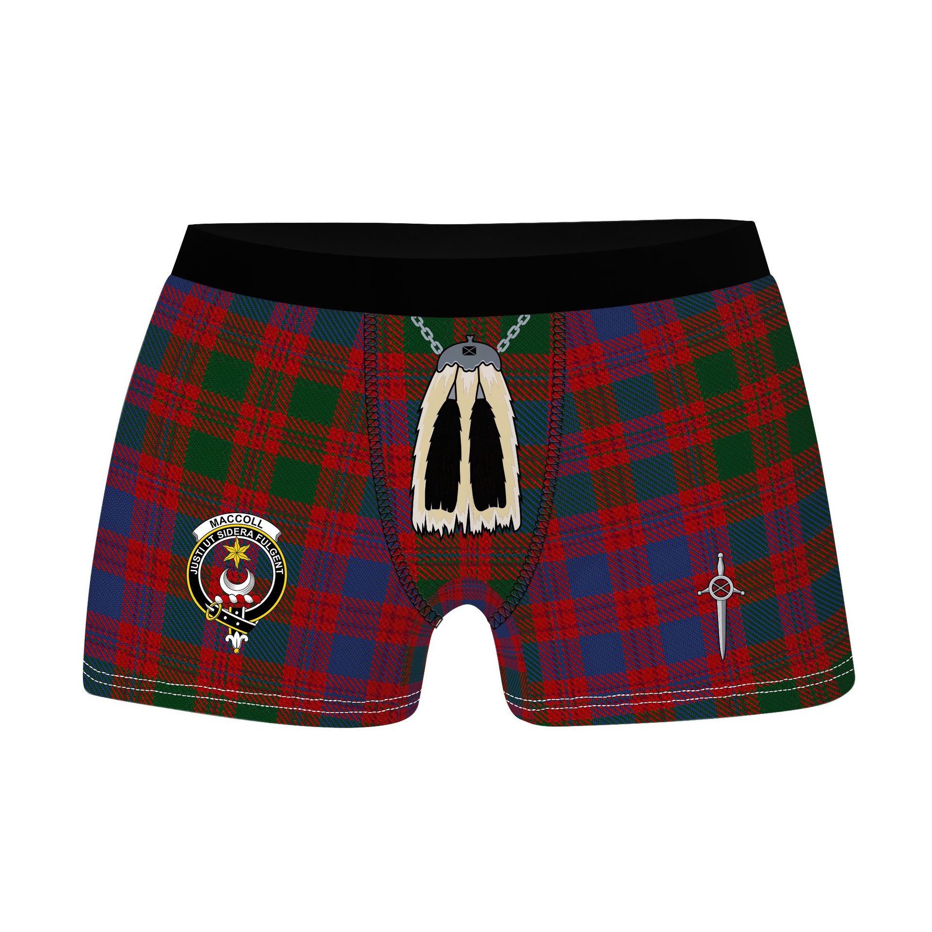 ScotsTee Shop Scottish MacColl Ancient Clan Crest Highland Kilt Sporran Tartan Boxer Briefs