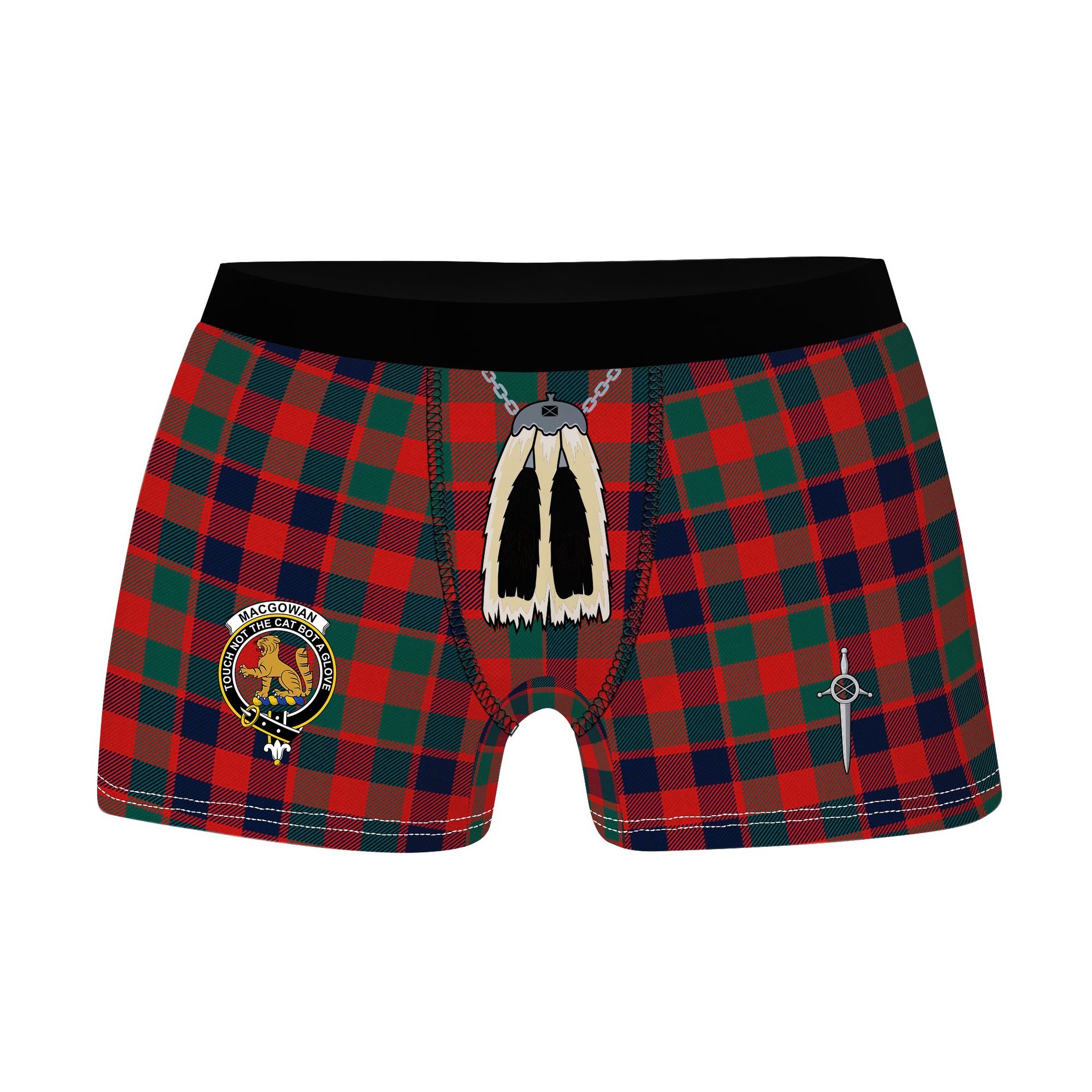 ScotsTee Shop Scottish MacGowan Modern Clan Crest Highland Kilt Sporran Tartan Boxer Briefs