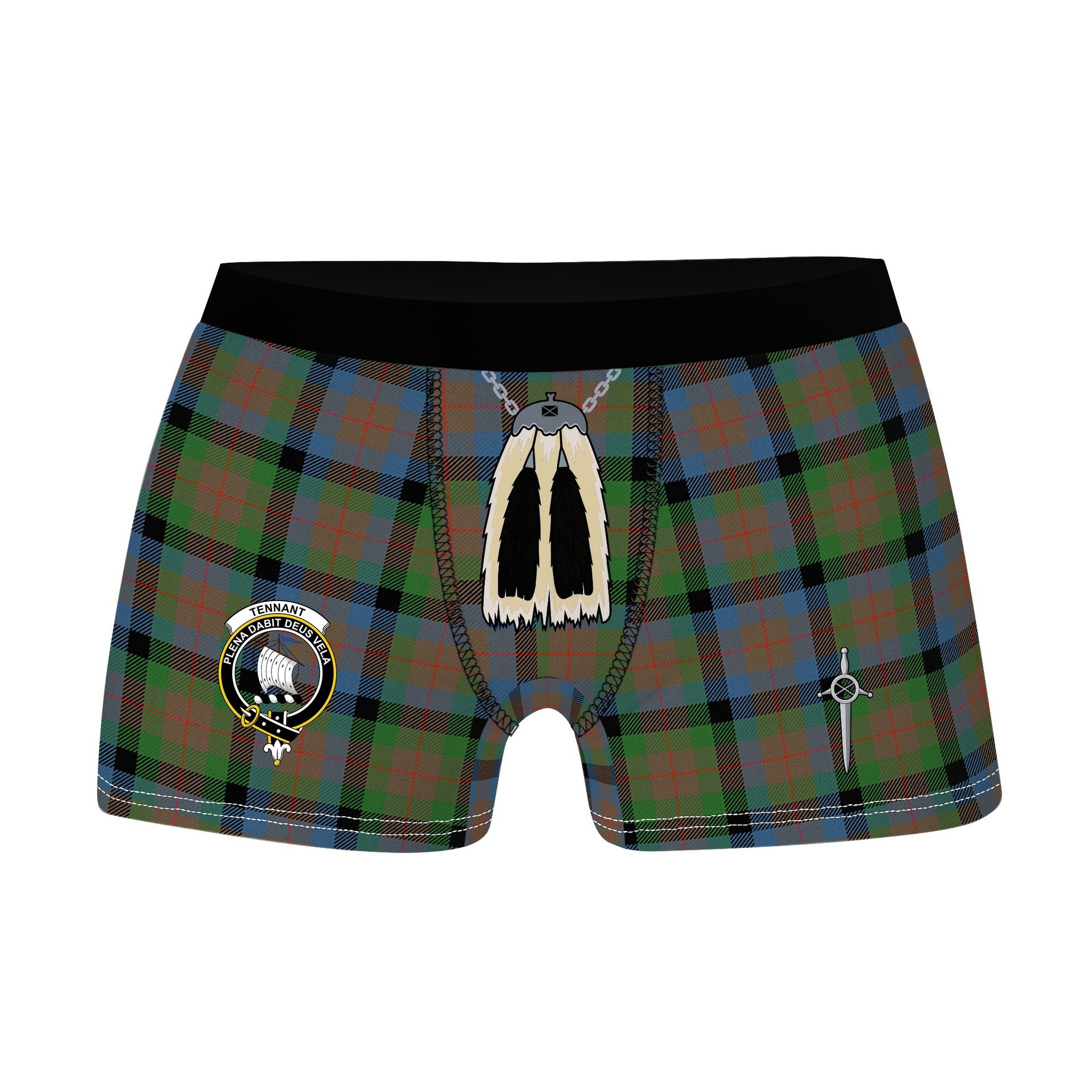 ScotsTee Shop Scottish Tennant Ancient Clan Crest Highland Kilt Sporran Tartan Boxer Briefs