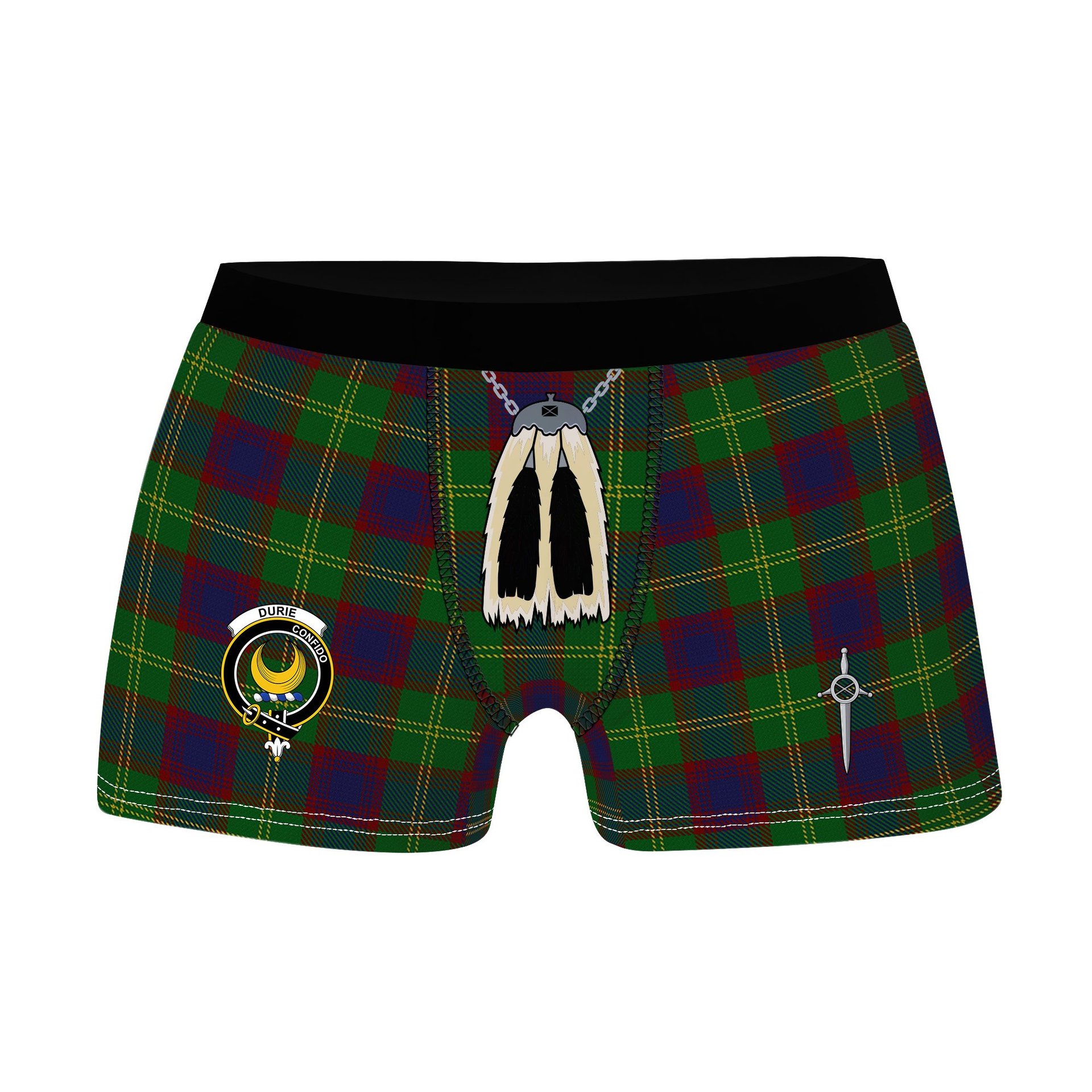 ScotsTee Shop Scottish Durie Clan Crest Highland Kilt Sporran Tartan Boxer Briefs