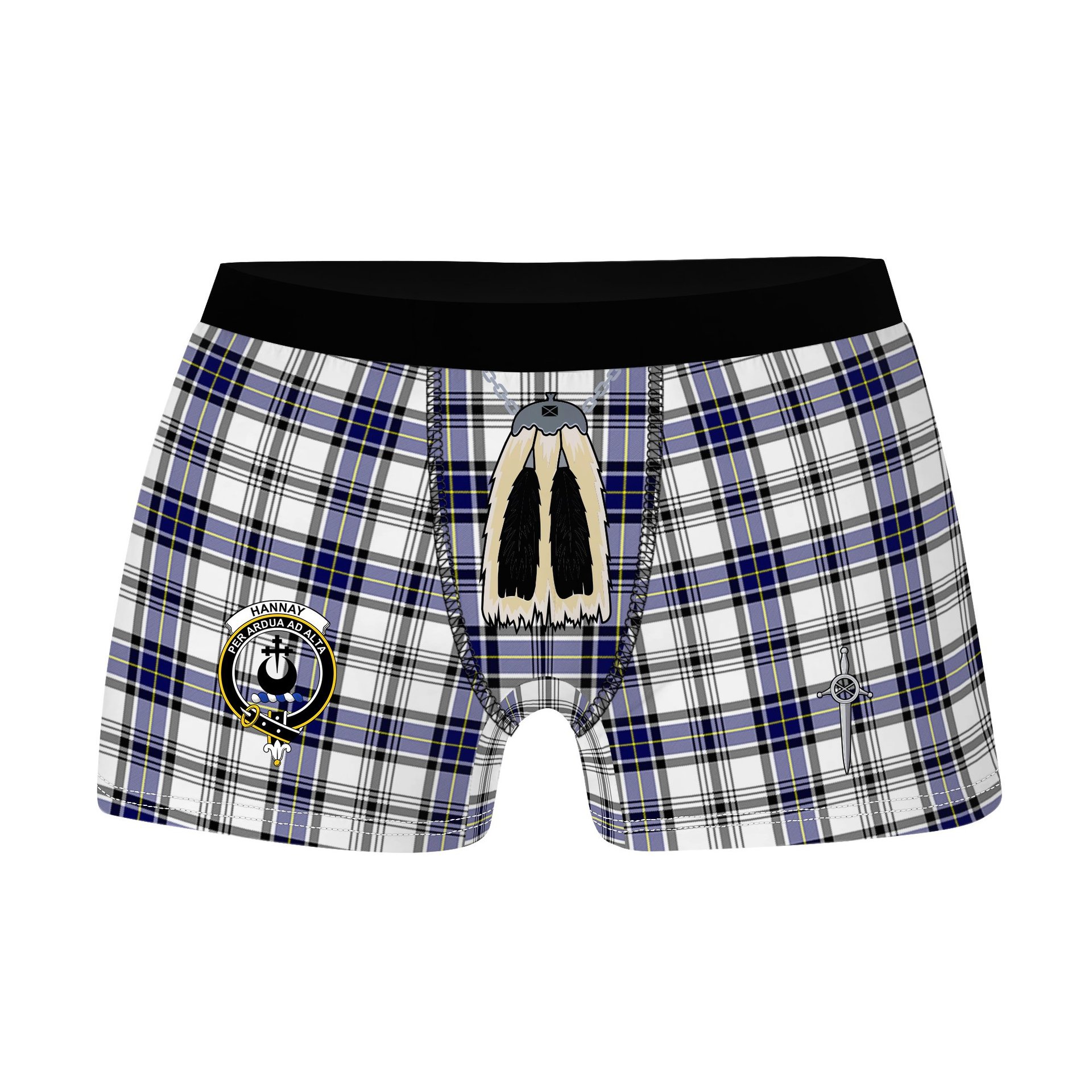 ScotsTee Shop Scottish Hannay Modern Clan Crest Highland Kilt Sporran Tartan Boxer Briefs