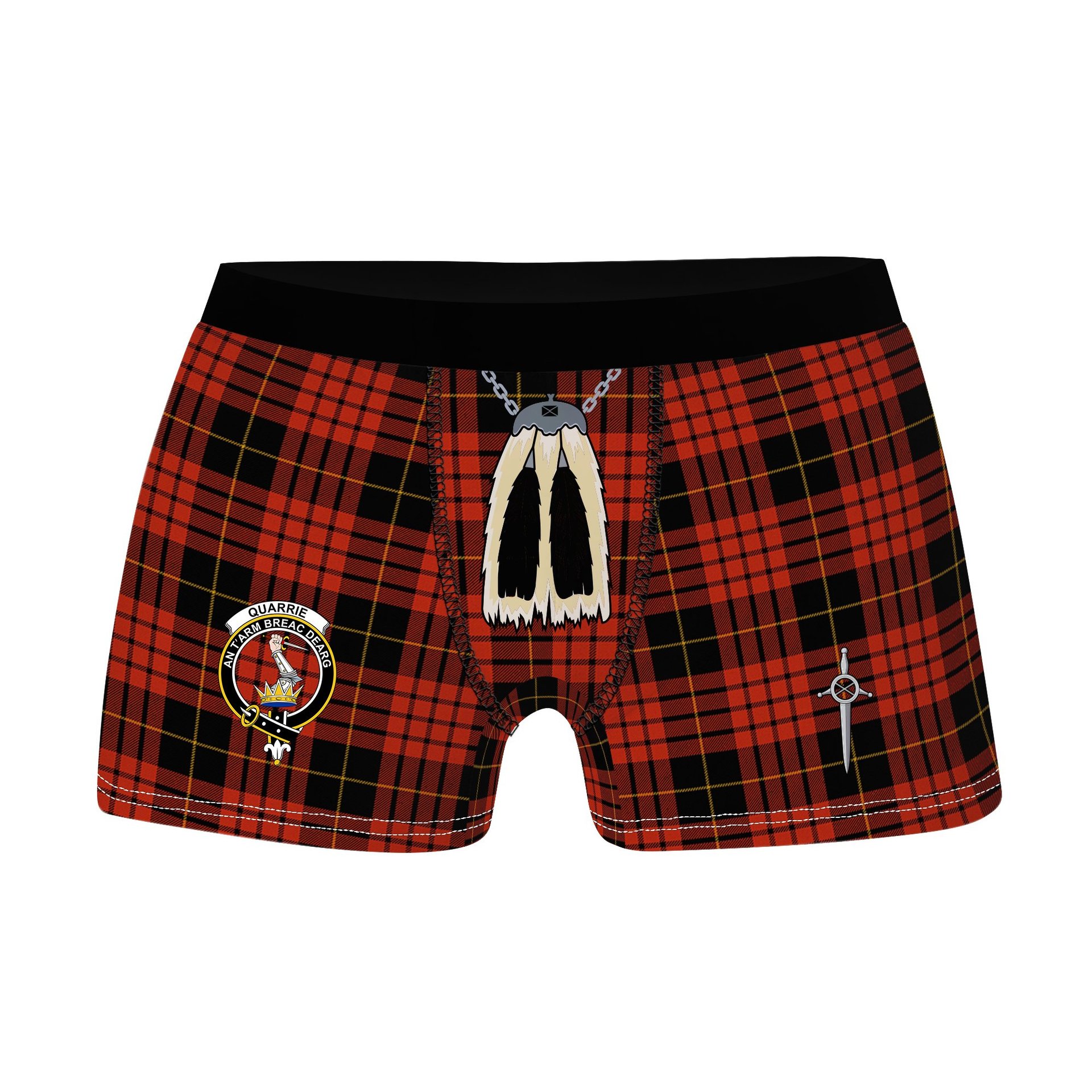 ScotsTee Shop Scottish Quarrie Ancient Clan Crest Highland Kilt Sporran Tartan Boxer Briefs