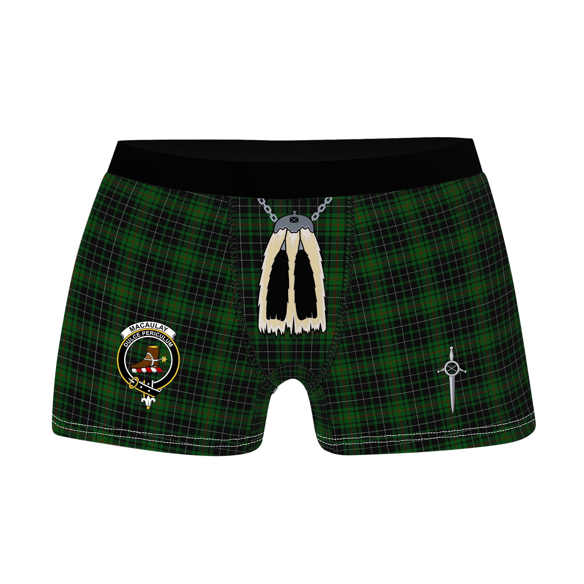 ScotsTee Shop Scottish MacAulay Hunting Clan Crest Highland Kilt Sporran Tartan Boxer Briefs