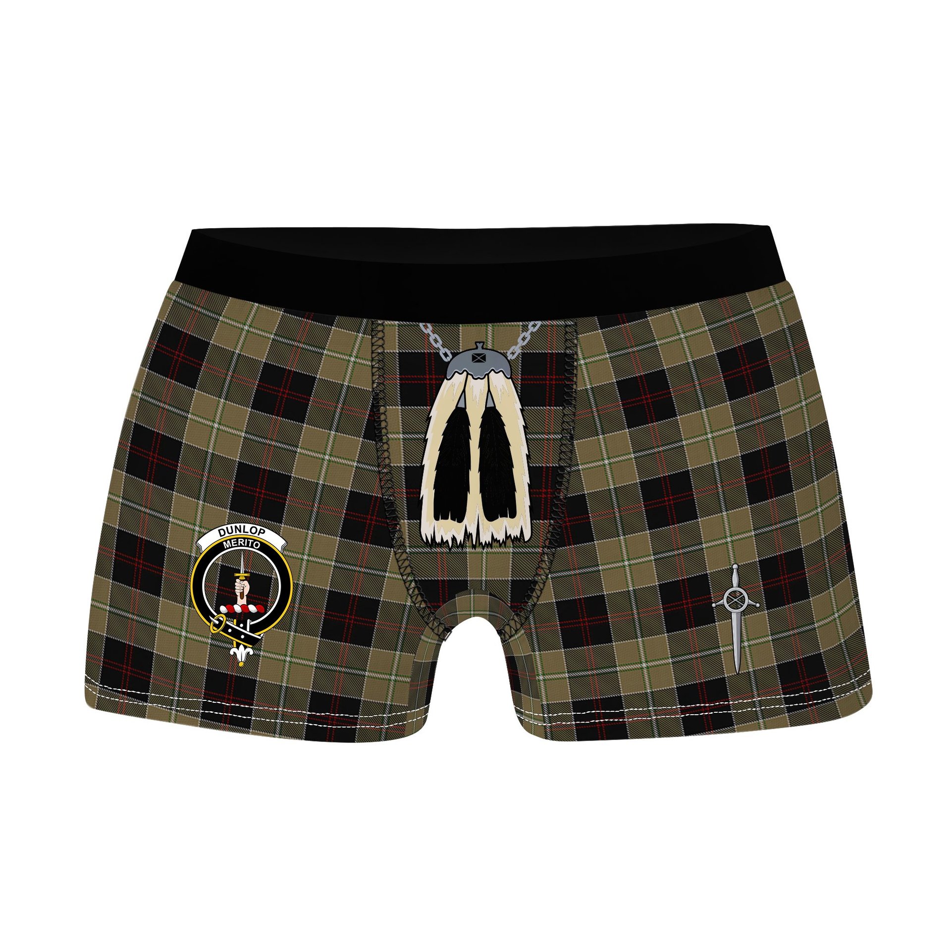ScotsTee Shop Scottish Dunlop Hunting Clan Crest Highland Kilt Sporran Tartan Boxer Briefs